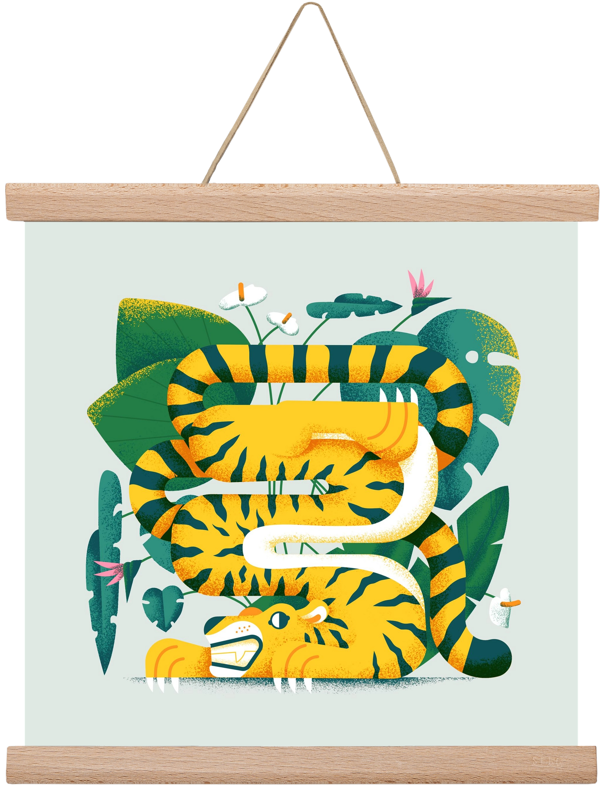 Yoga Tiger, 30x30 cm (30x30 cm), Tölgy akasztó