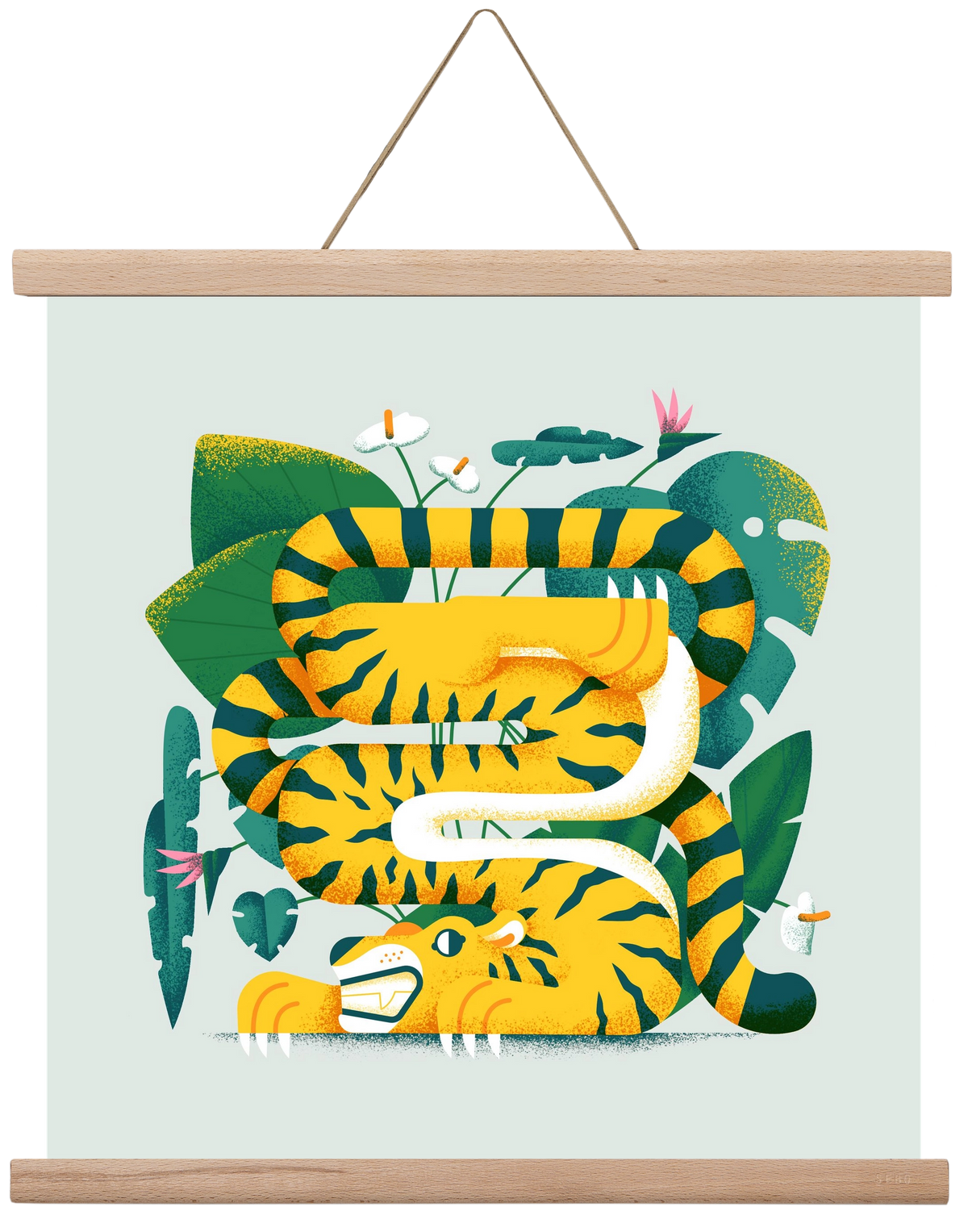 Yoga Tiger, 40x40 cm (40x40 cm), Tölgy akasztó