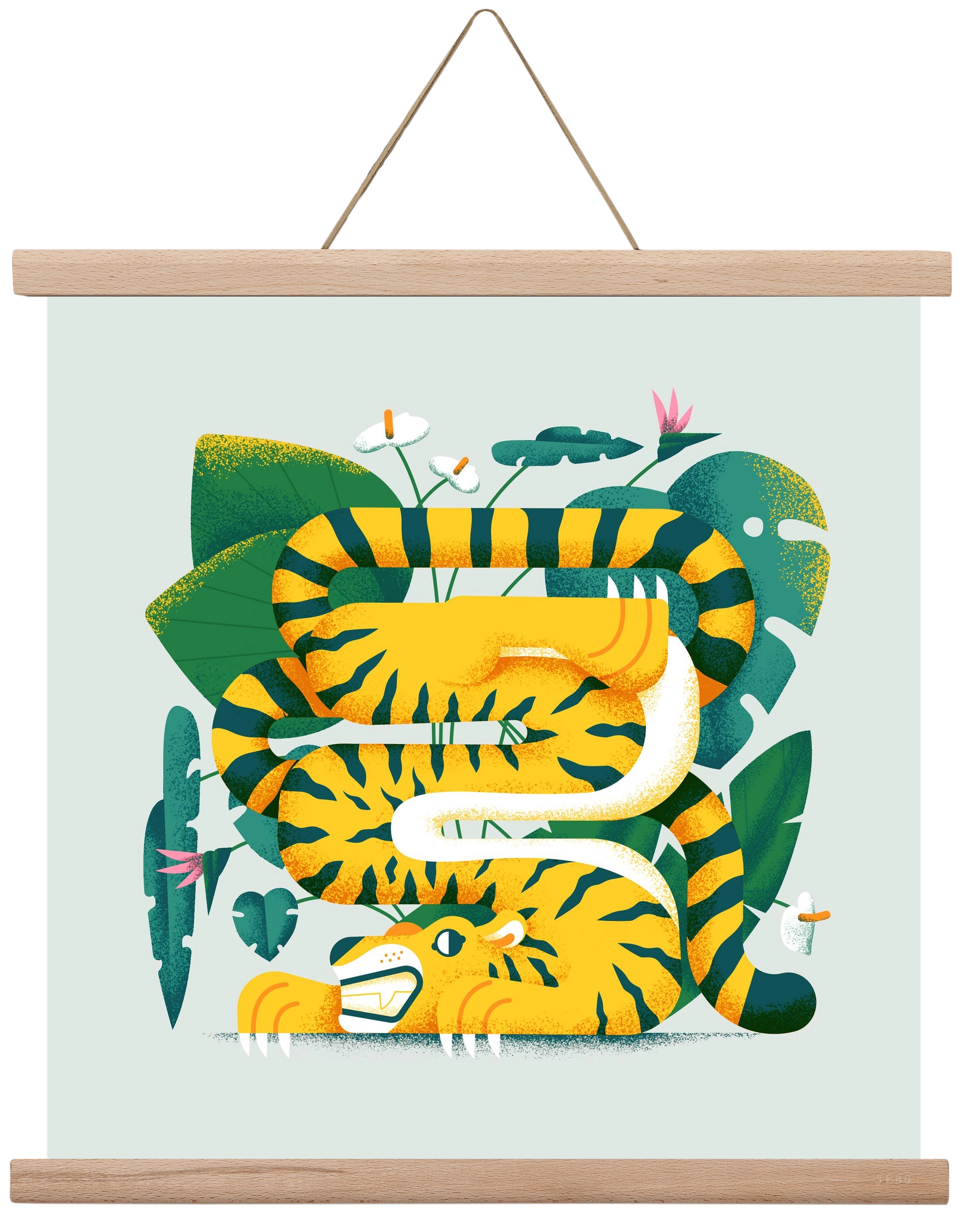 Yoga Tiger, 40x40 cm (40x40 cm), Tölgy akasztó