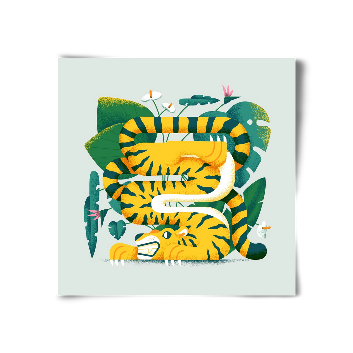 Yoga Tiger, 30x30 cm, Keret nélkül