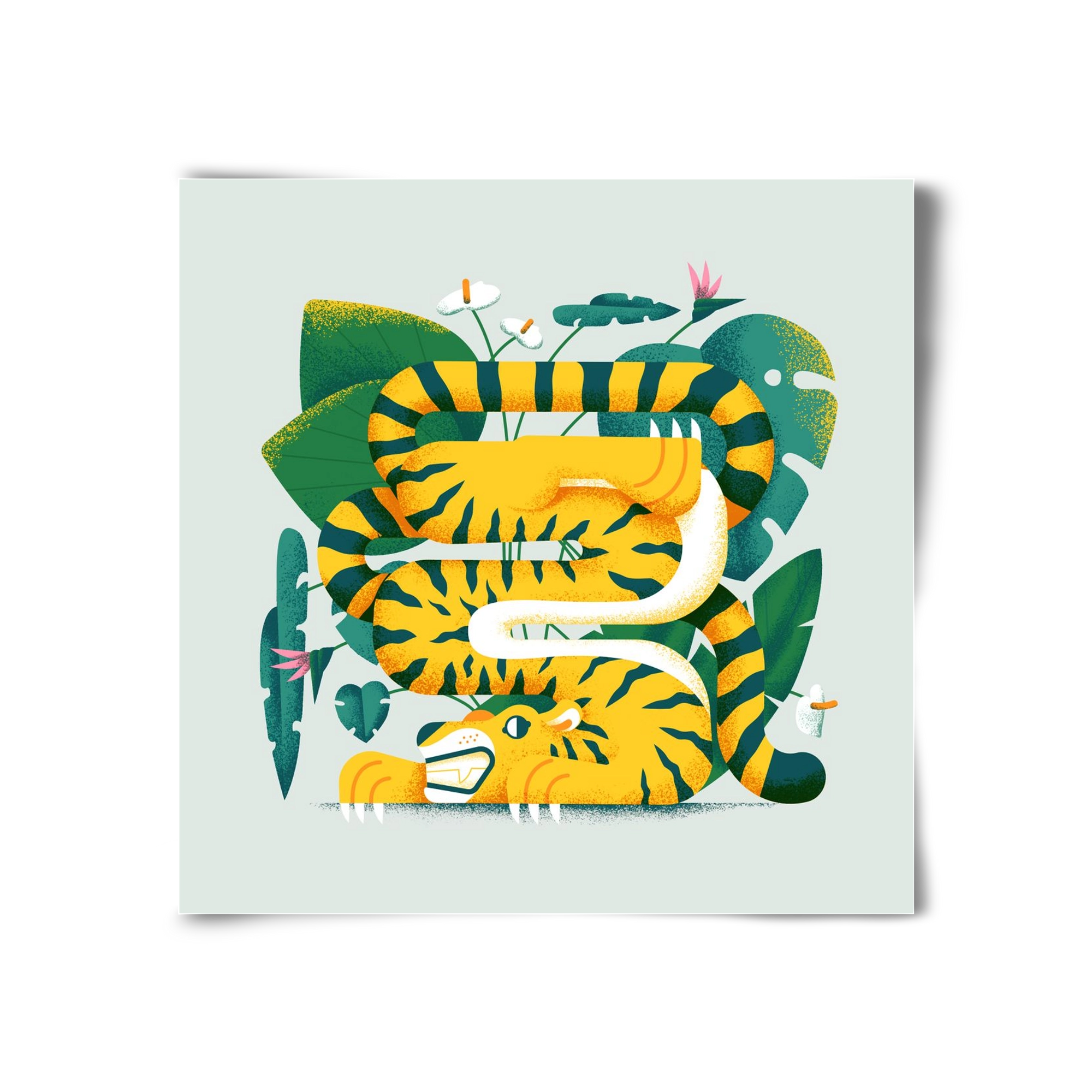 Yoga Tiger, 30x30 cm, Keret nélkül