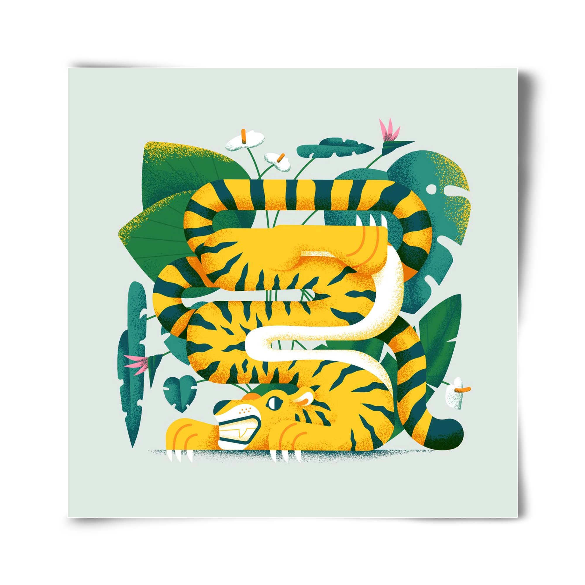 Yoga Tiger, 40x40 cm, Keret nélkül