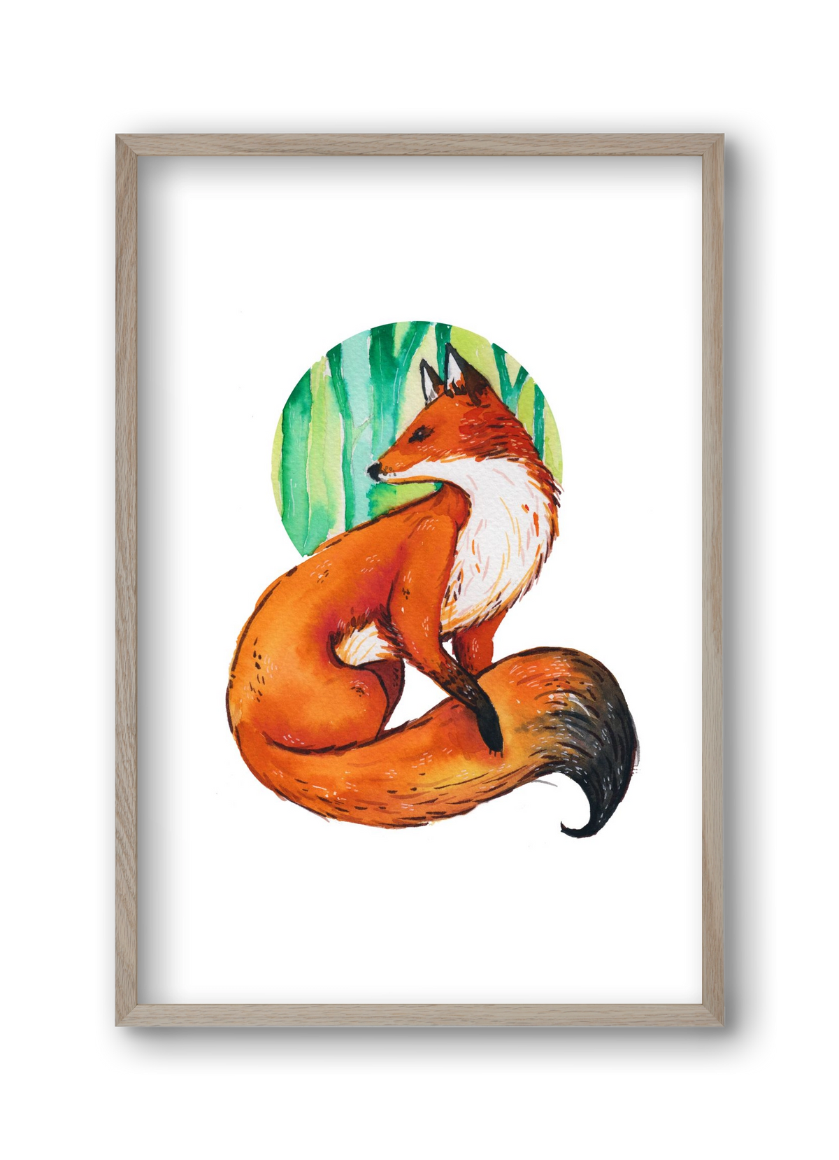 Róka, 30x45 cm (30x45 cm), Tölgy keret