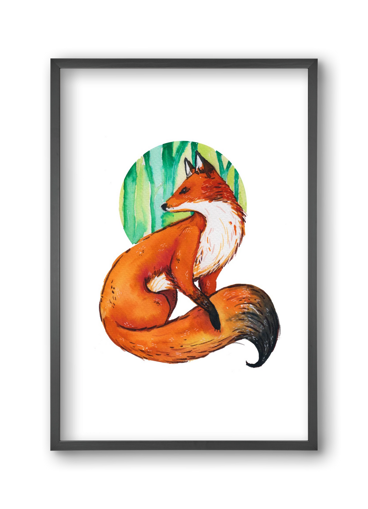 Róka, 30x45 cm (30x45 cm), Fekete keret