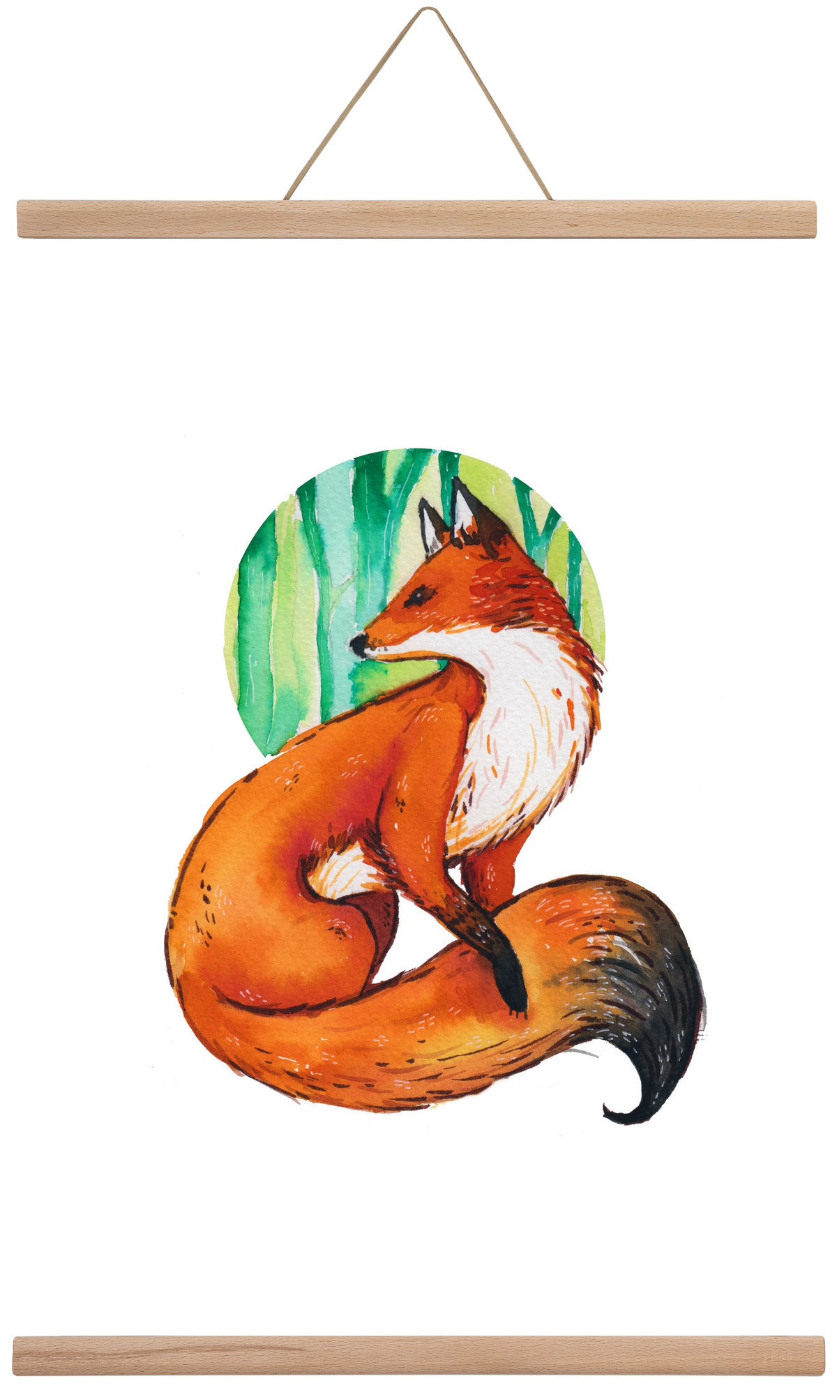 Róka, 40x60 cm (40x60 cm), Tölgy akasztó