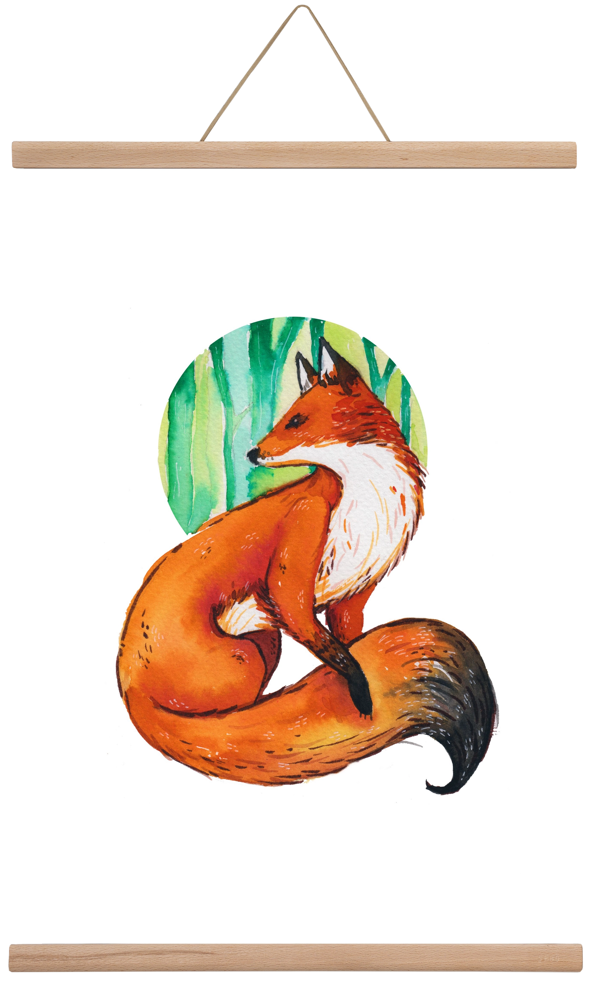 Róka, 40x60 cm (40x60 cm), Tölgy akasztó