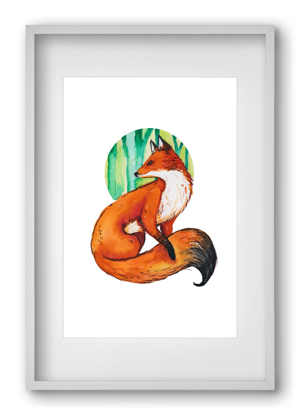 Róka, 40x60 cm (30x45 cm), Fehér keret, paszpartuval