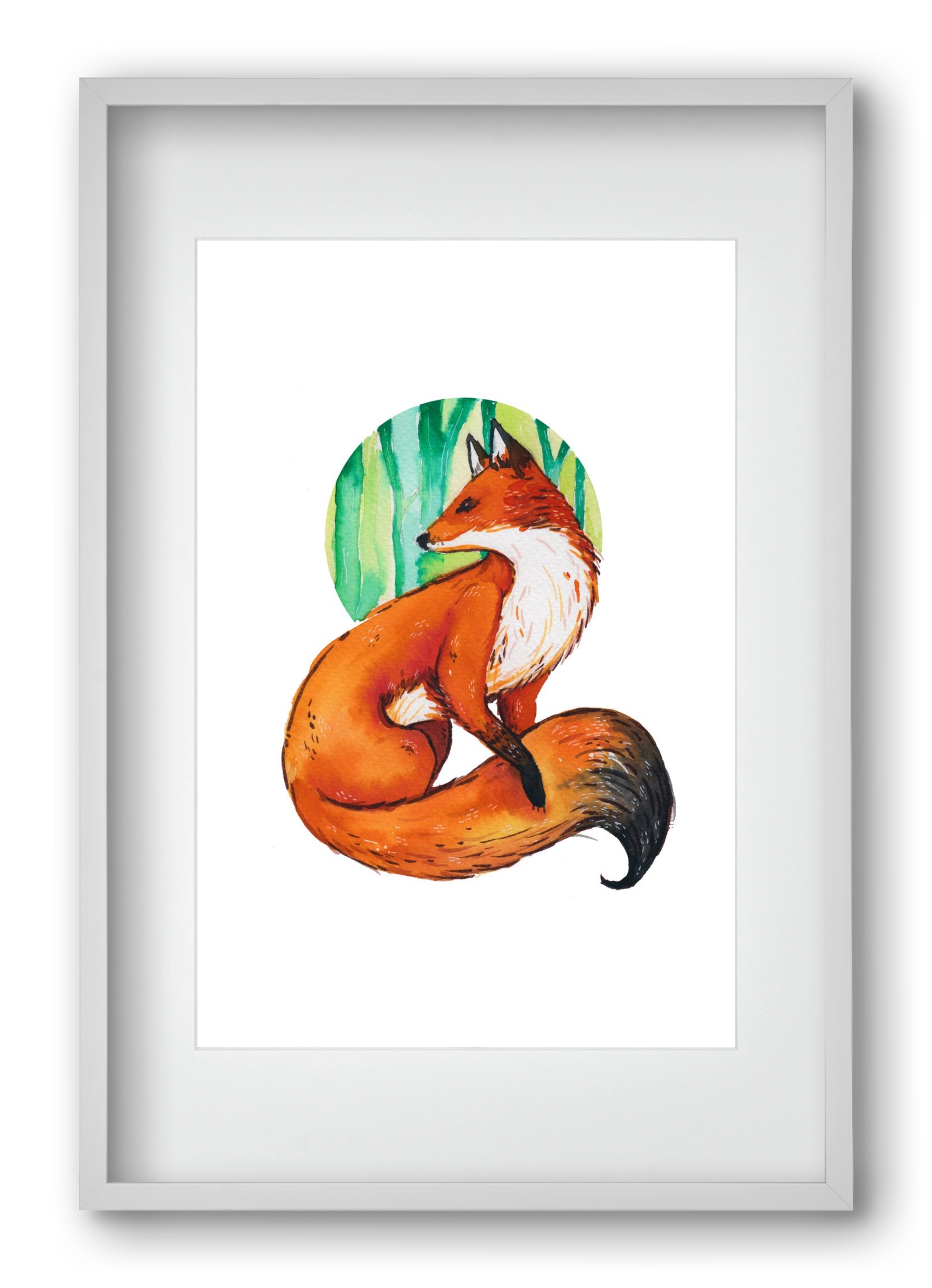 Róka, 40x60 cm (30x45 cm), Fehér keret, paszpartuval