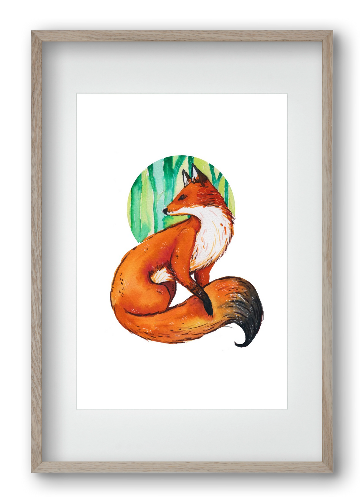 Róka, 40x60 cm (30x45 cm), Tölgy keret, paszpartuval