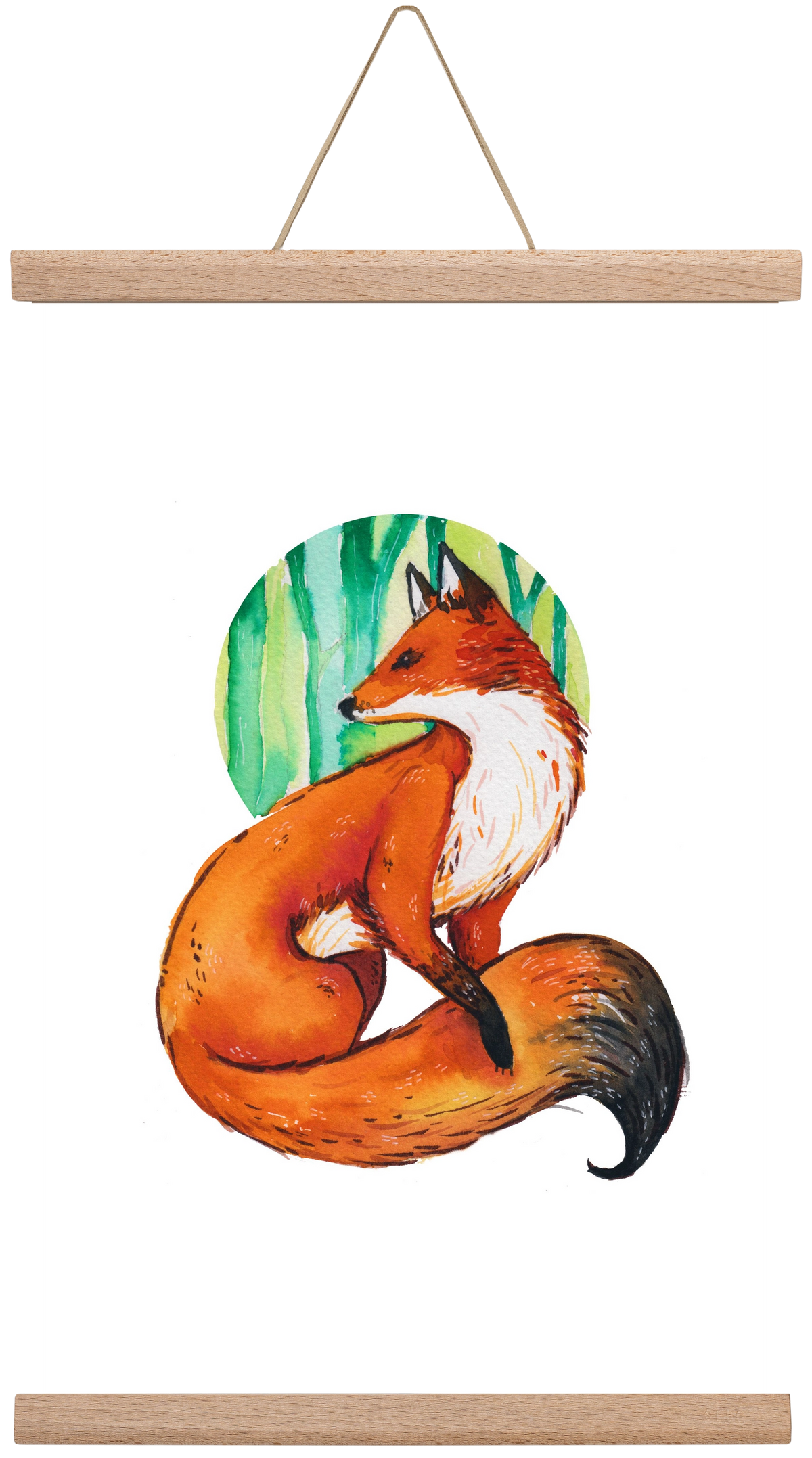 Róka, 30x45 cm (30x45 cm), Tölgy akasztó