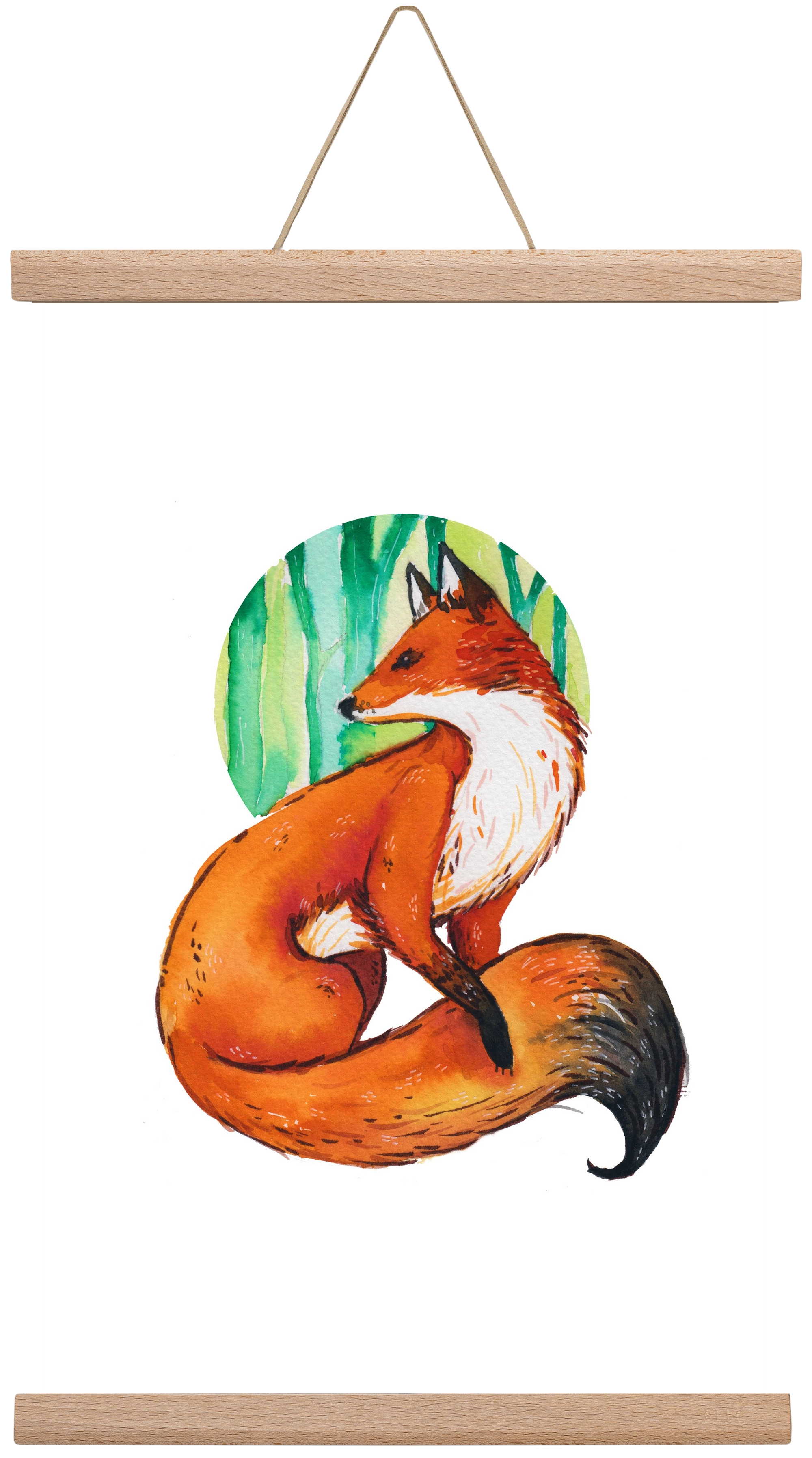 Róka, 30x45 cm (30x45 cm), Tölgy akasztó