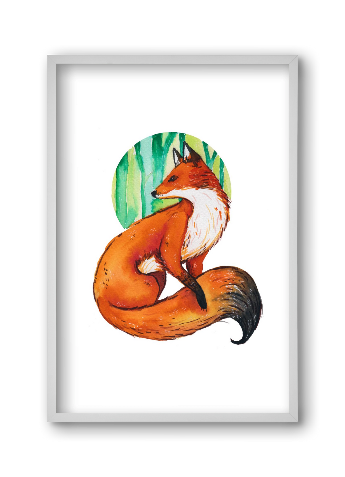 Róka, 30x45 cm (30x45 cm), Fehér keret