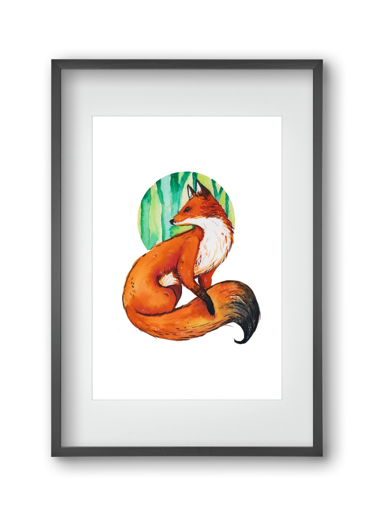 Róka, 30x45 cm (20x30 cm), Fekete keret, paszpartuval