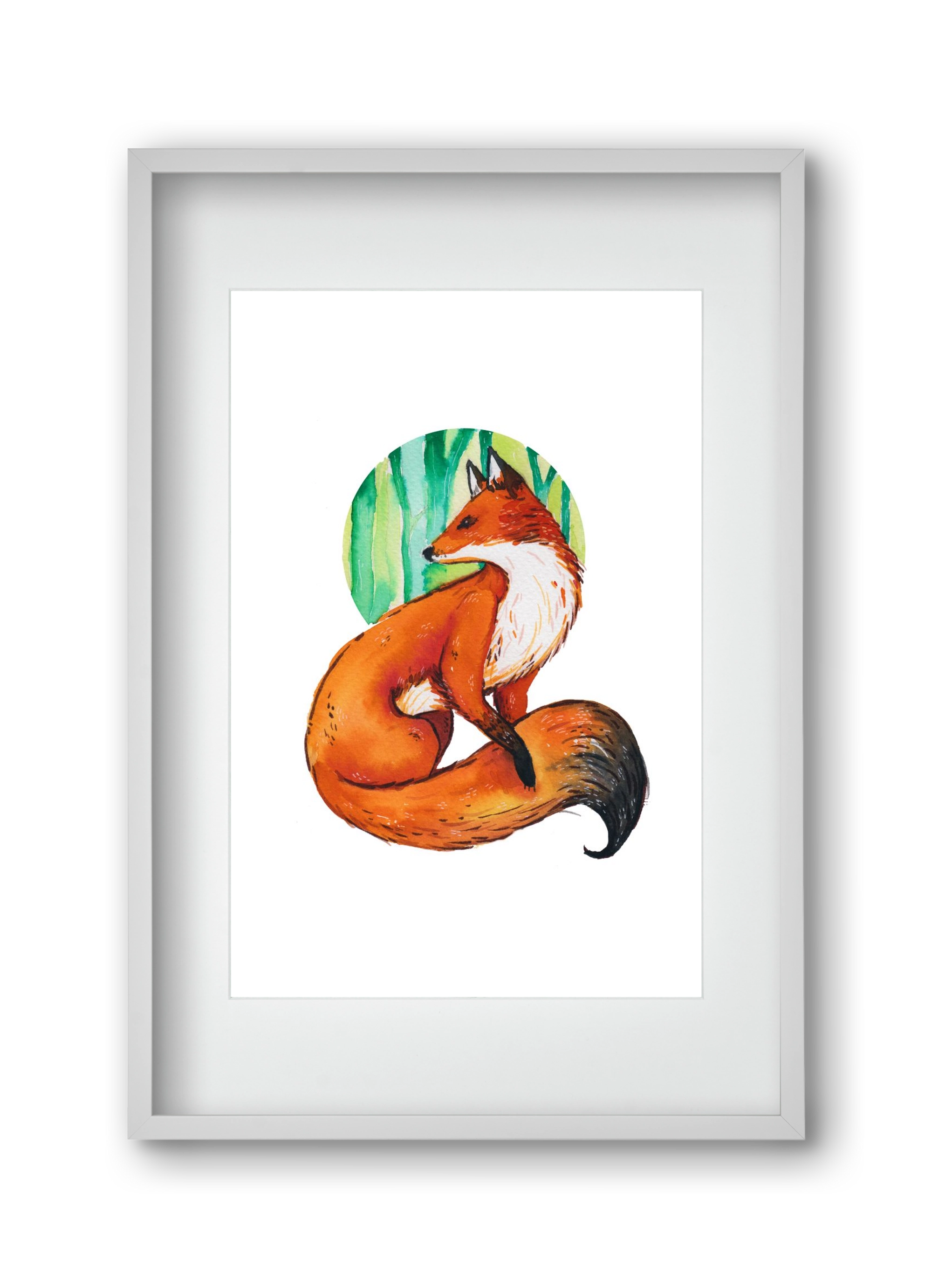 Róka, 30x45 cm (20x30 cm), Fehér keret, paszpartuval