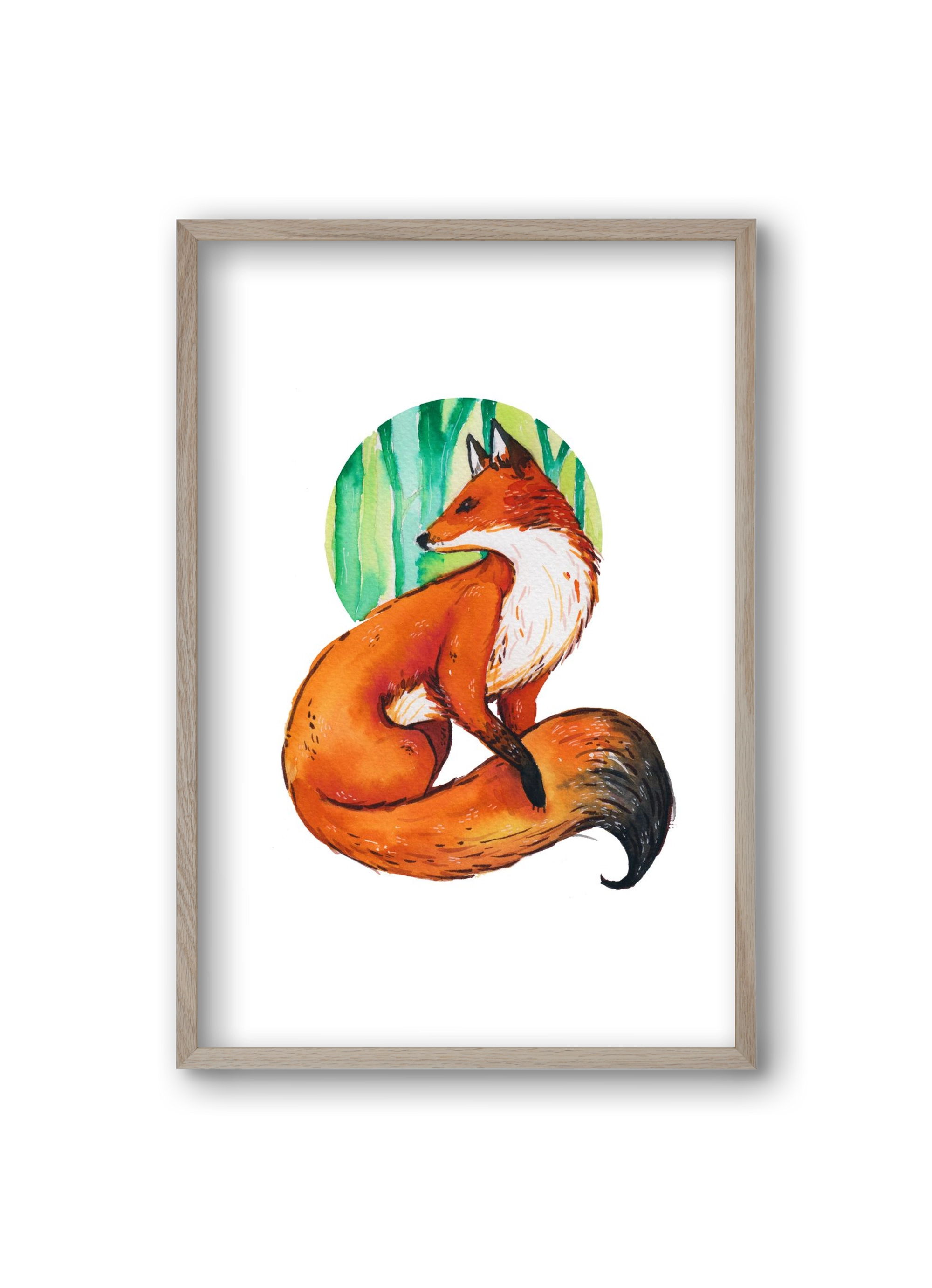 Róka, 20x30 cm (20x30 cm), Tölgy keret