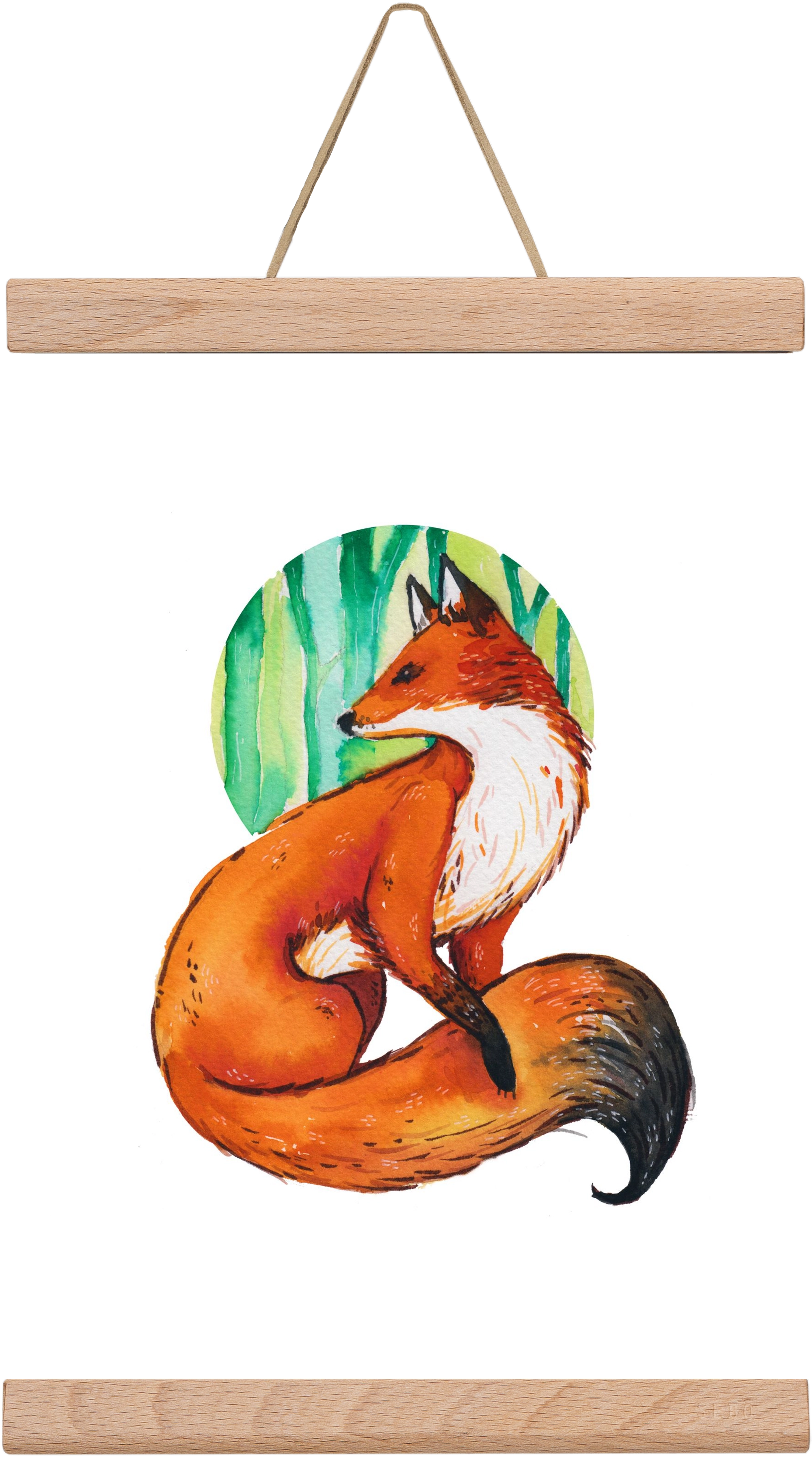 Róka, 20x30 cm (20x30 cm), Tölgy akasztó