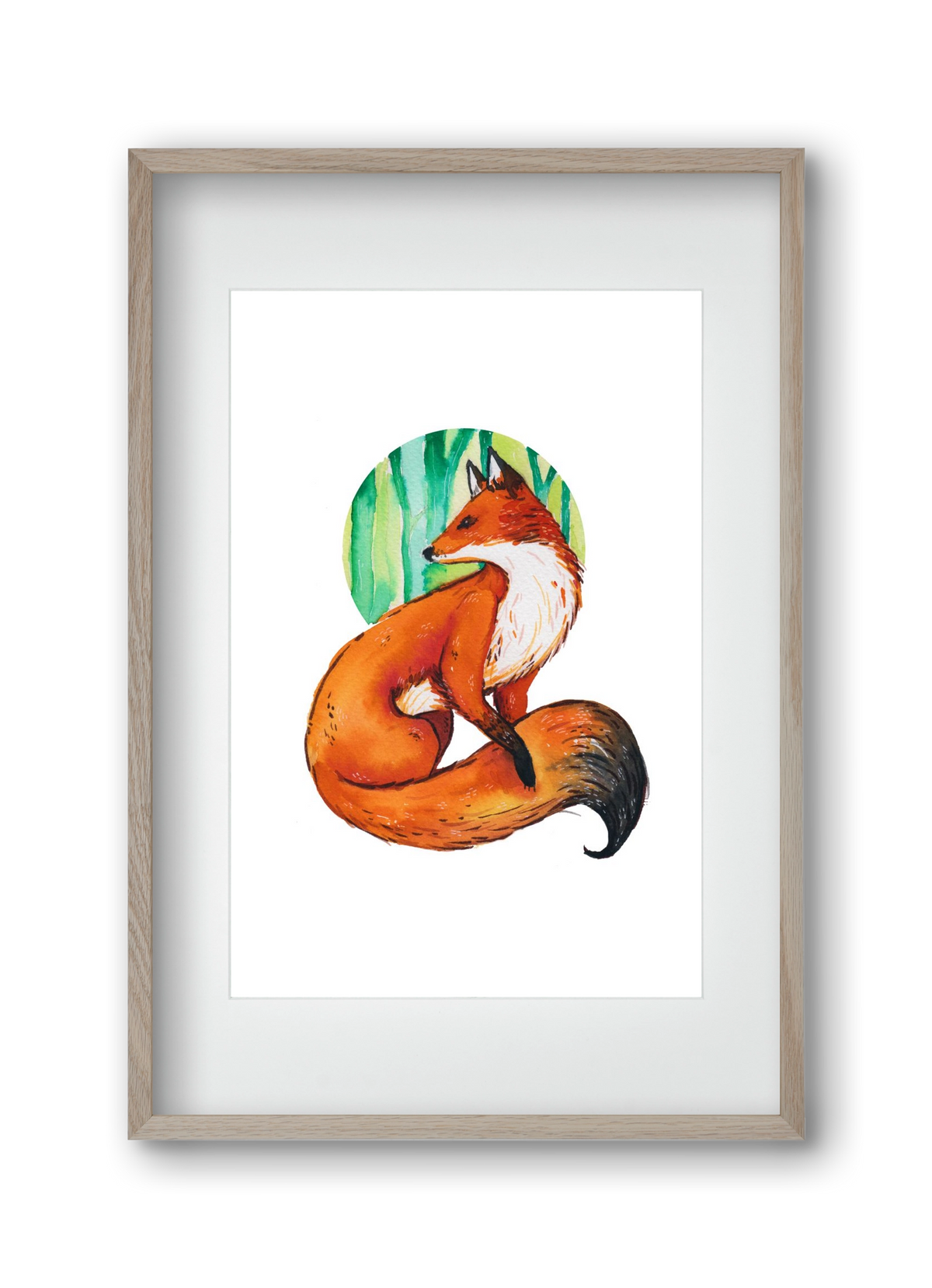 Róka, 30x45 cm (20x30 cm), Tölgy keret, paszpartuval