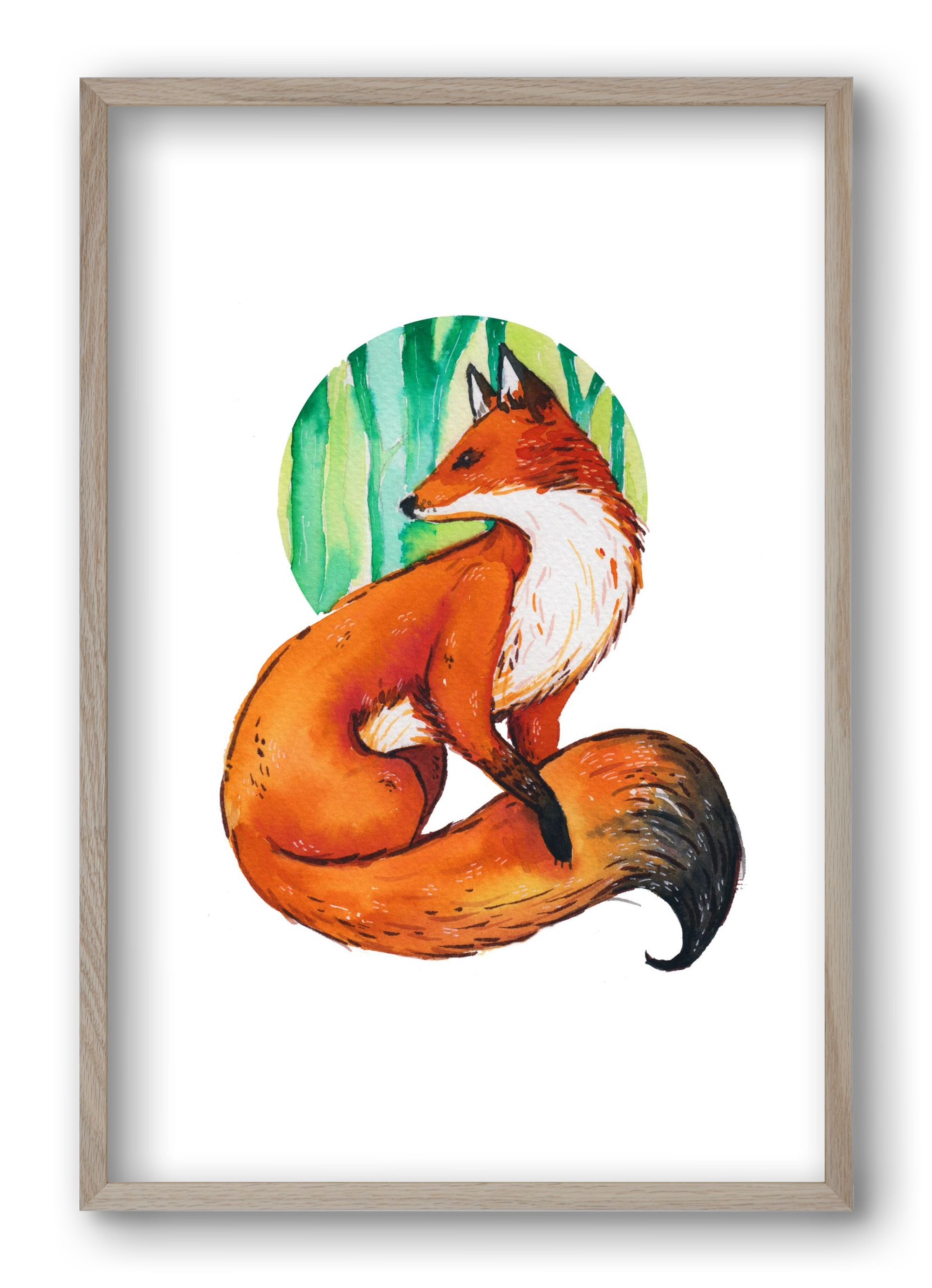 Róka, 40x60 cm (40x60 cm), Tölgy keret