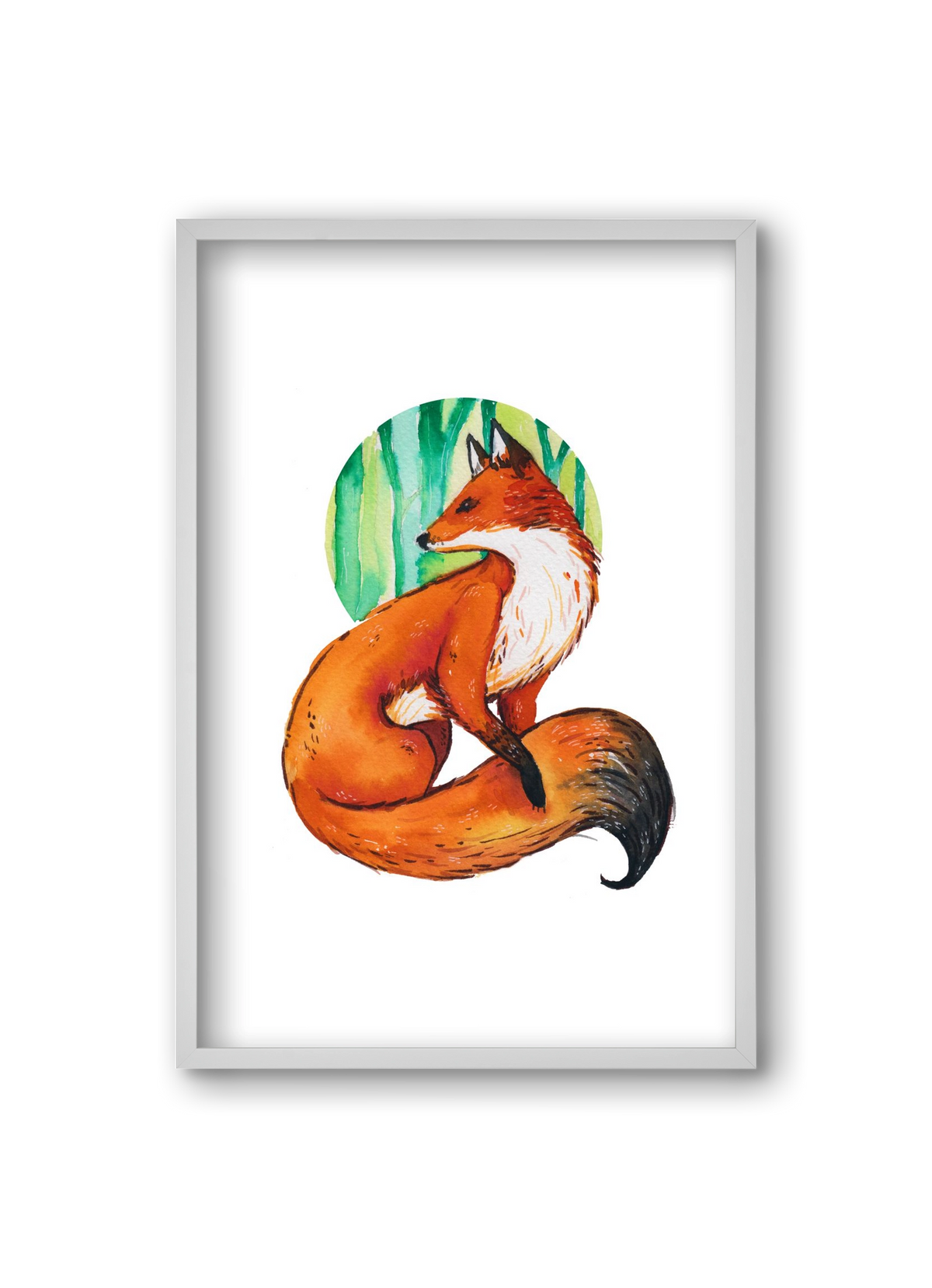 Róka, 20x30 cm (20x30 cm), Fehér keret