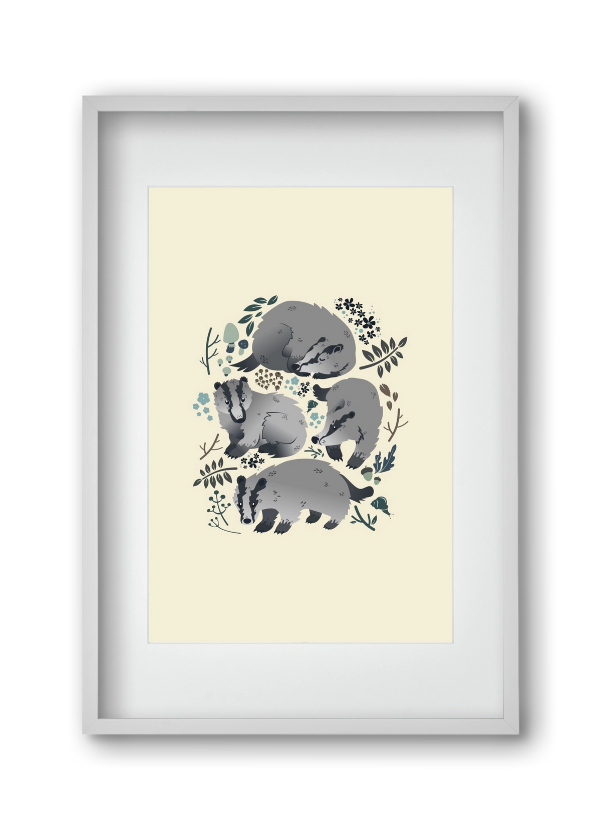 Erdei borzok , 30x45 cm (20x30 cm), Fehér keret, paszpartuval