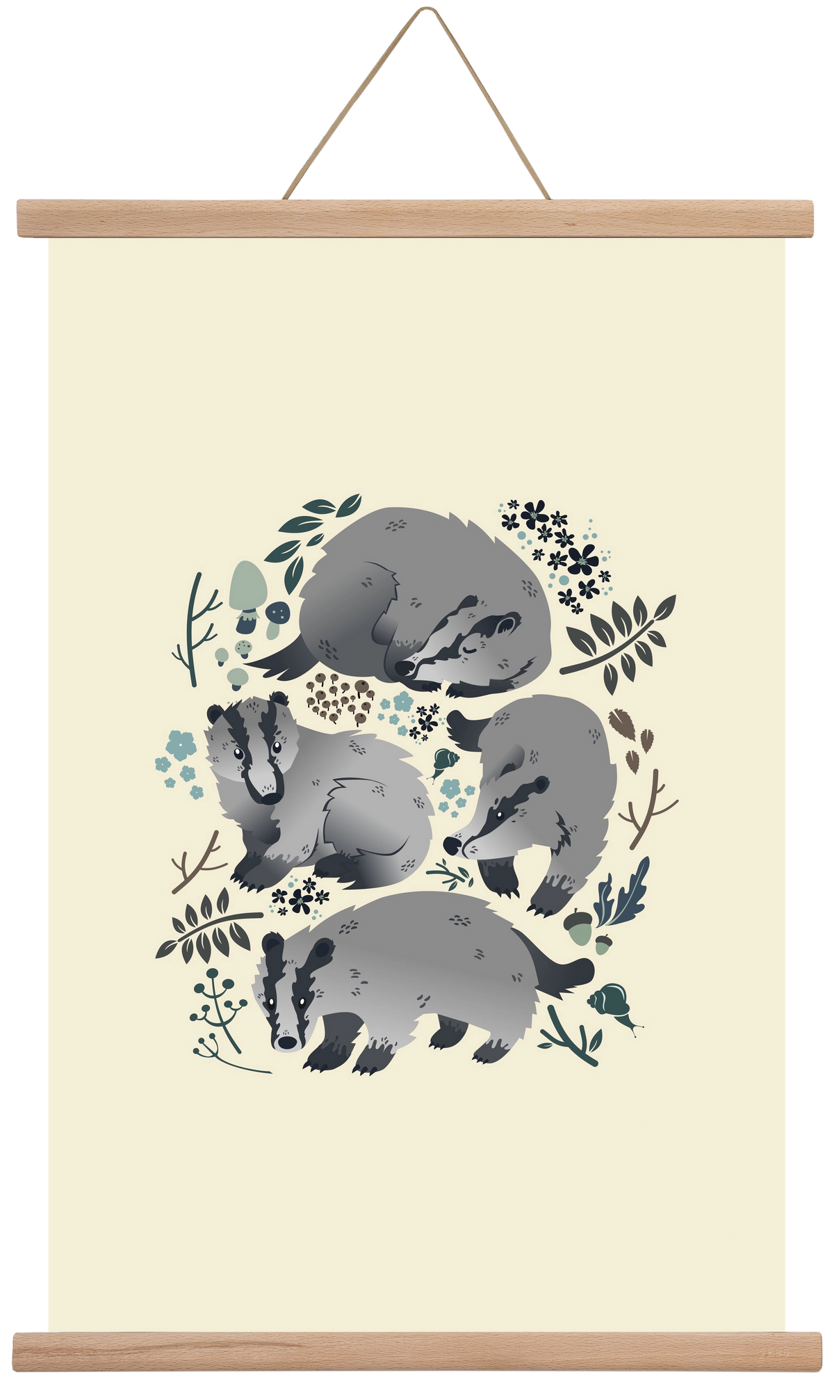 Erdei borzok , 40x60 cm (40x60 cm), Tölgy akasztó