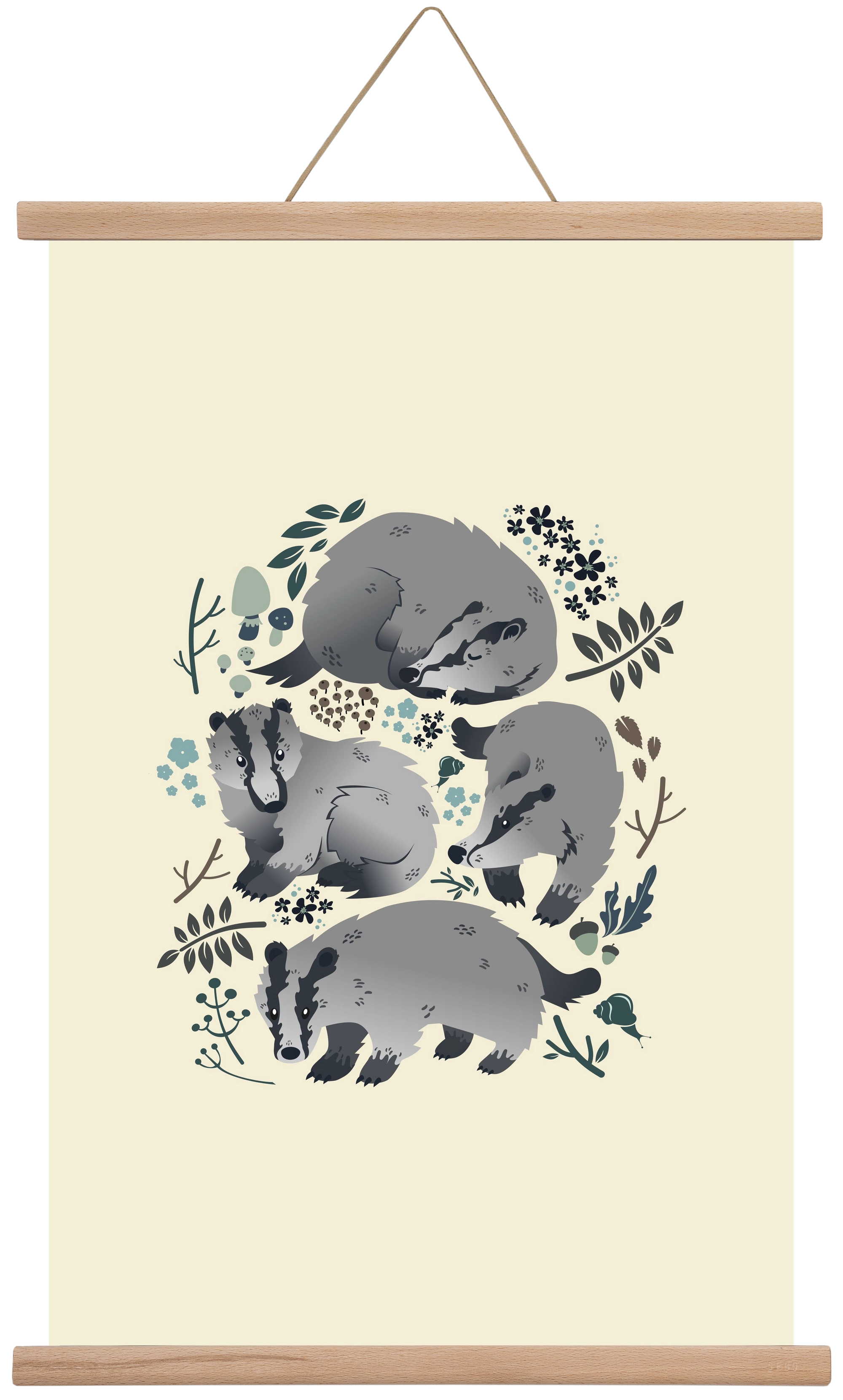 Erdei borzok , 40x60 cm (40x60 cm), Tölgy akasztó