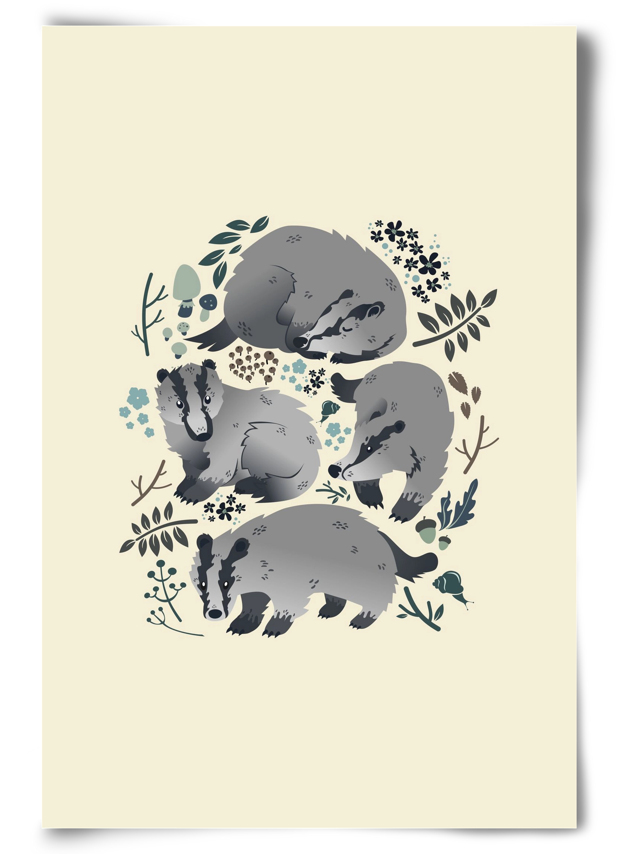 Erdei borzok , 60x90 cm, Keret nélkül