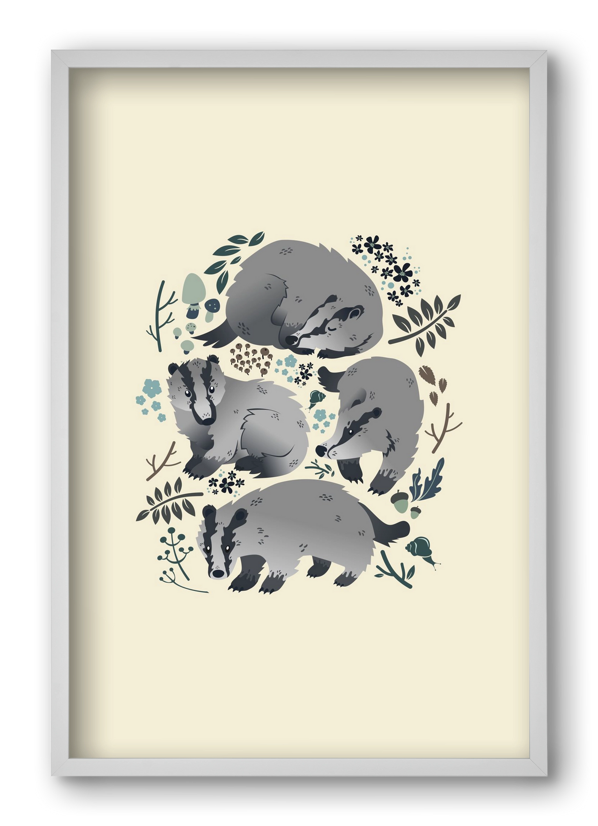 Erdei borzok , 40x60 cm (40x60 cm), Fehér keret