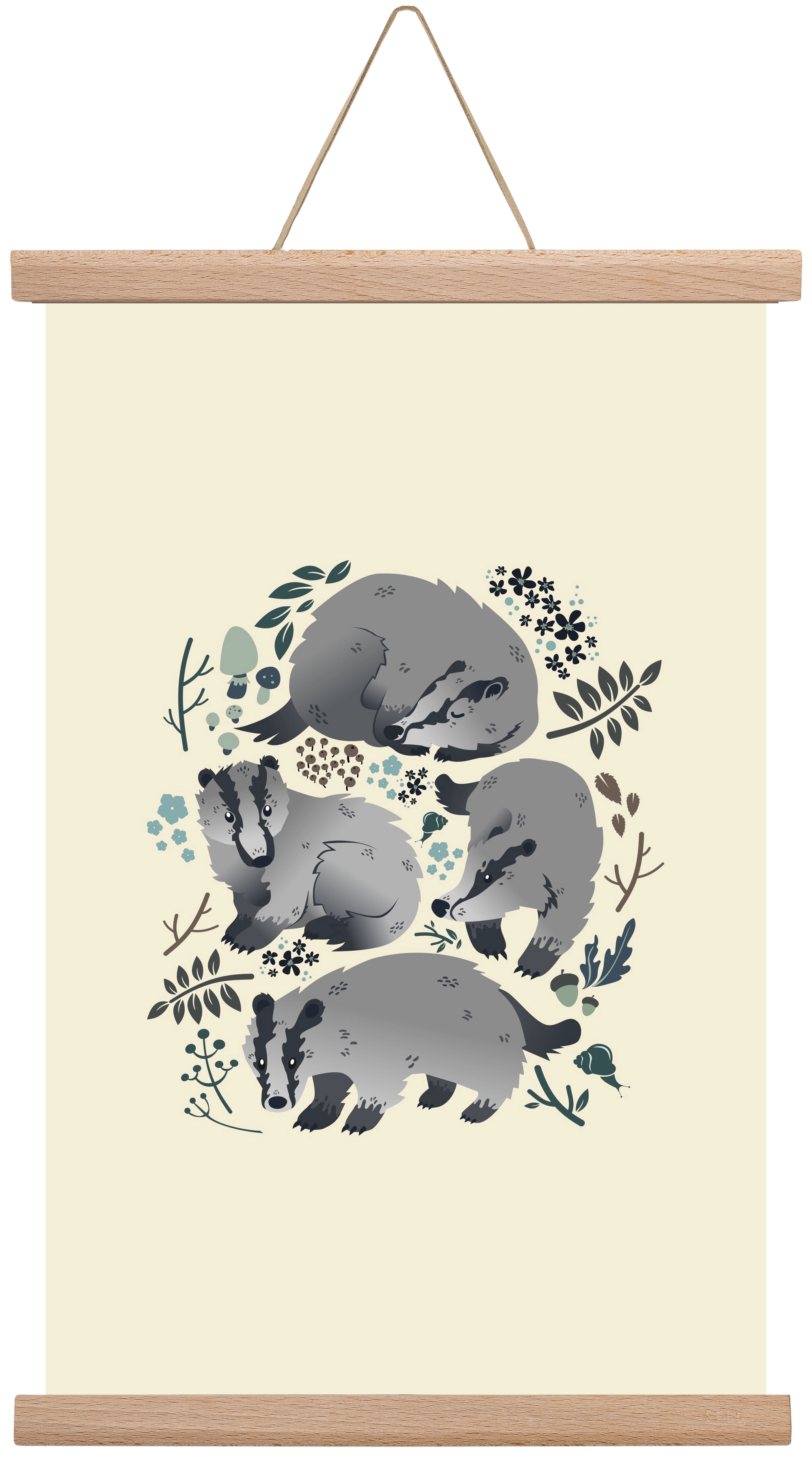 Erdei borzok , 30x45 cm (30x45 cm), Tölgy akasztó