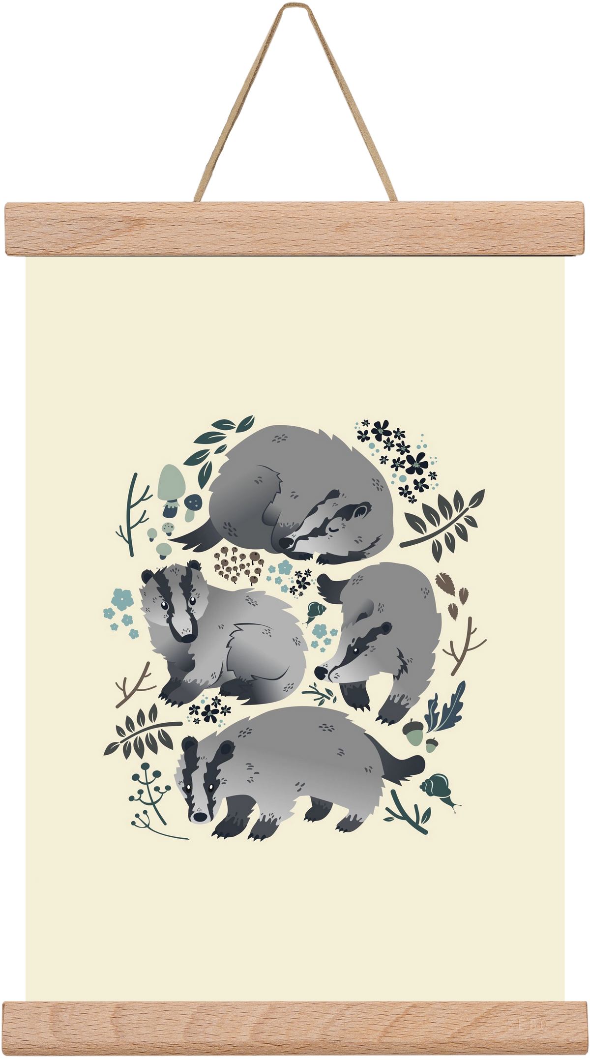 Erdei borzok , 20x30 cm (20x30 cm), Tölgy akasztó