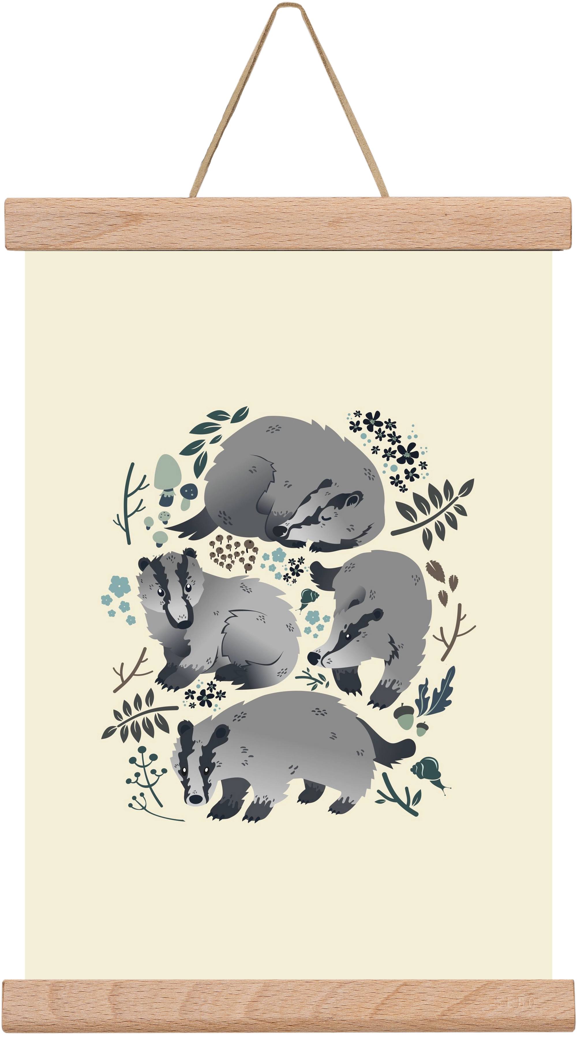 Erdei borzok , 20x30 cm (20x30 cm), Tölgy akasztó