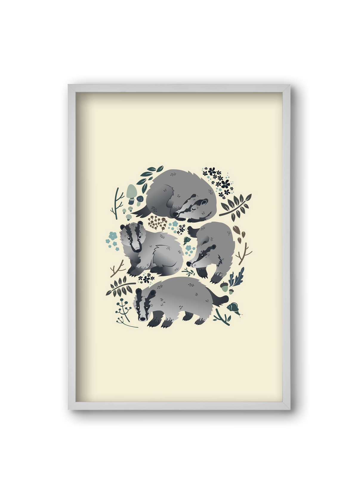 Erdei borzok , 20x30 cm (20x30 cm), Fehér keret