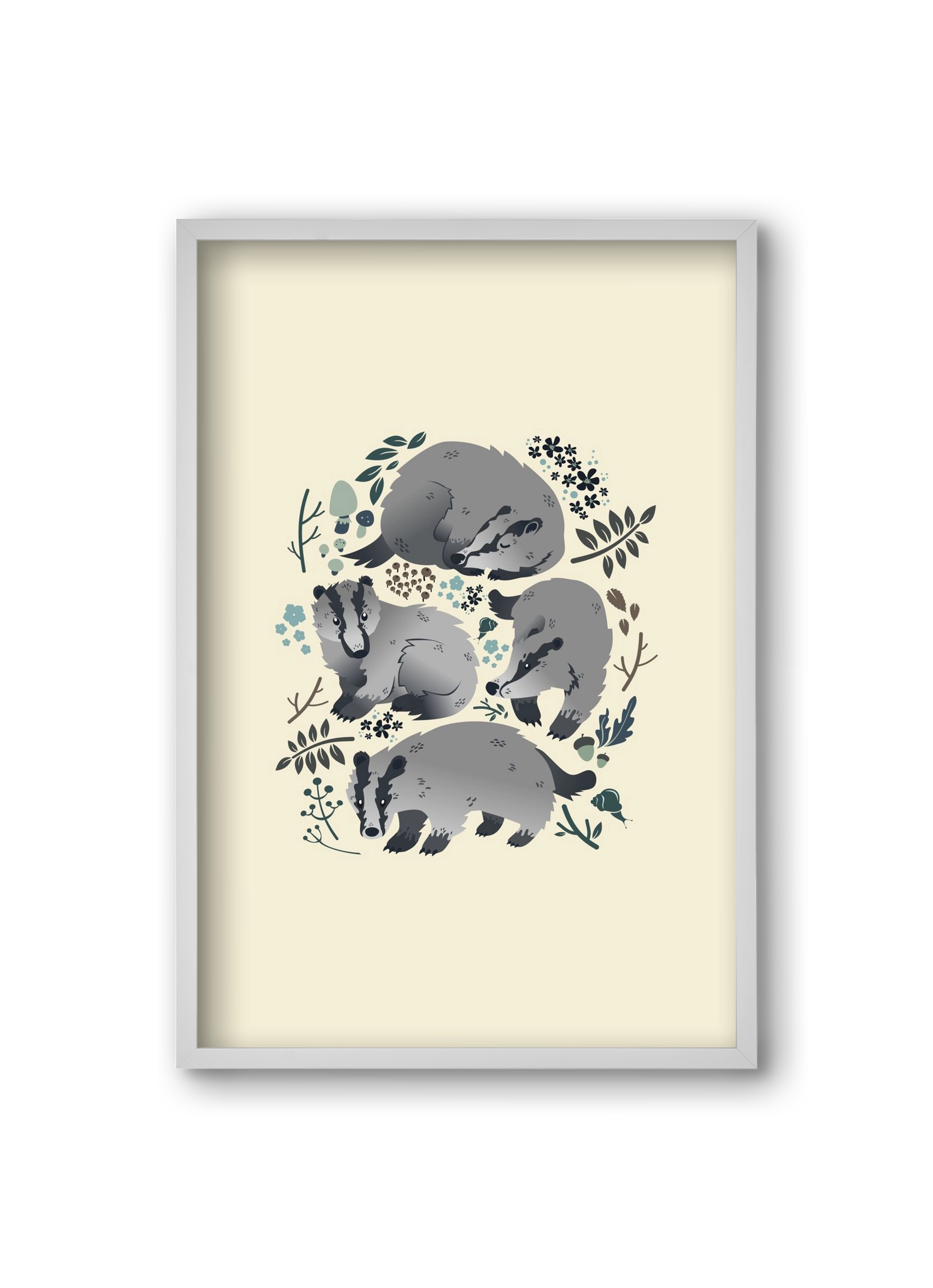 Erdei borzok , 20x30 cm (20x30 cm), Fehér keret