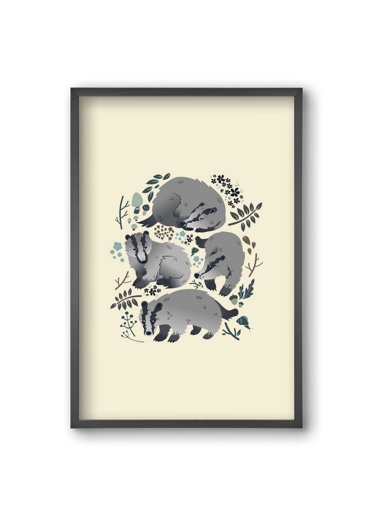 Erdei borzok , 20x30 cm (20x30 cm), Fekete keret