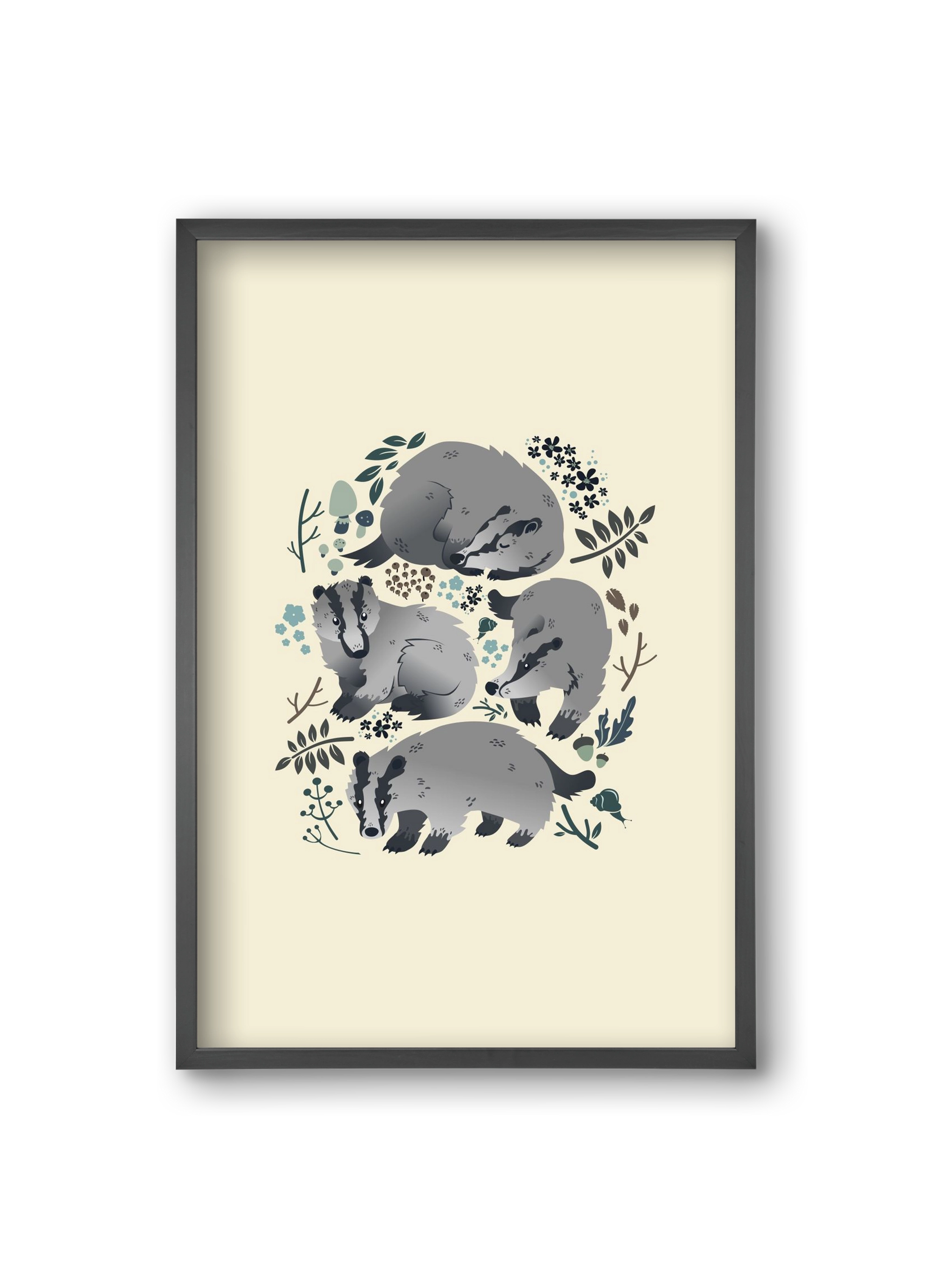 Erdei borzok , 20x30 cm (20x30 cm), Fekete keret