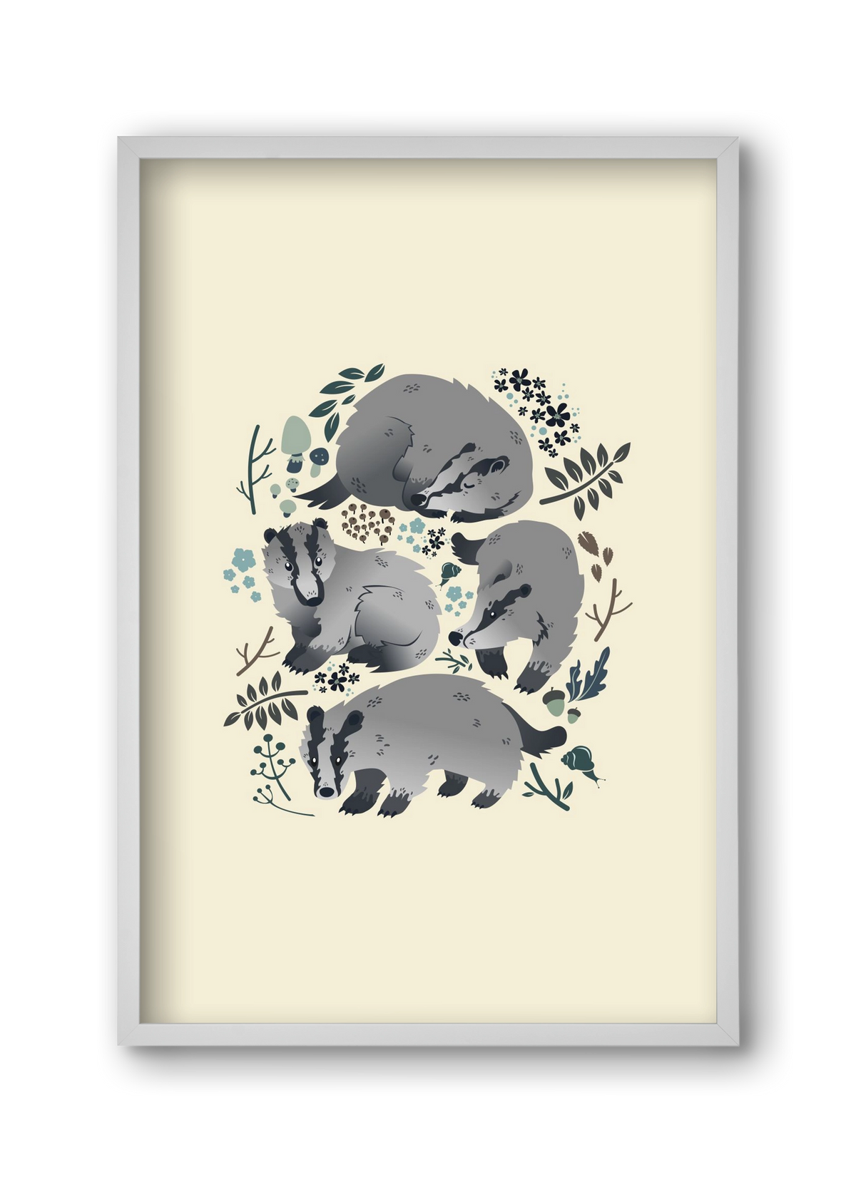 Erdei borzok , 30x45 cm (30x45 cm), Fehér keret