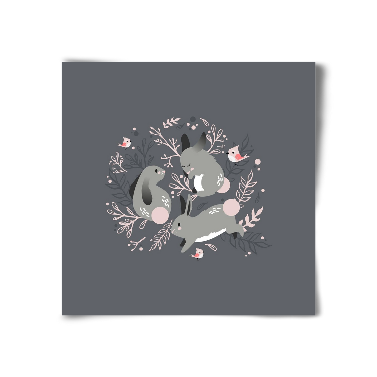 Nyuszik és madárkák, 30x30 cm, Keret nélkül