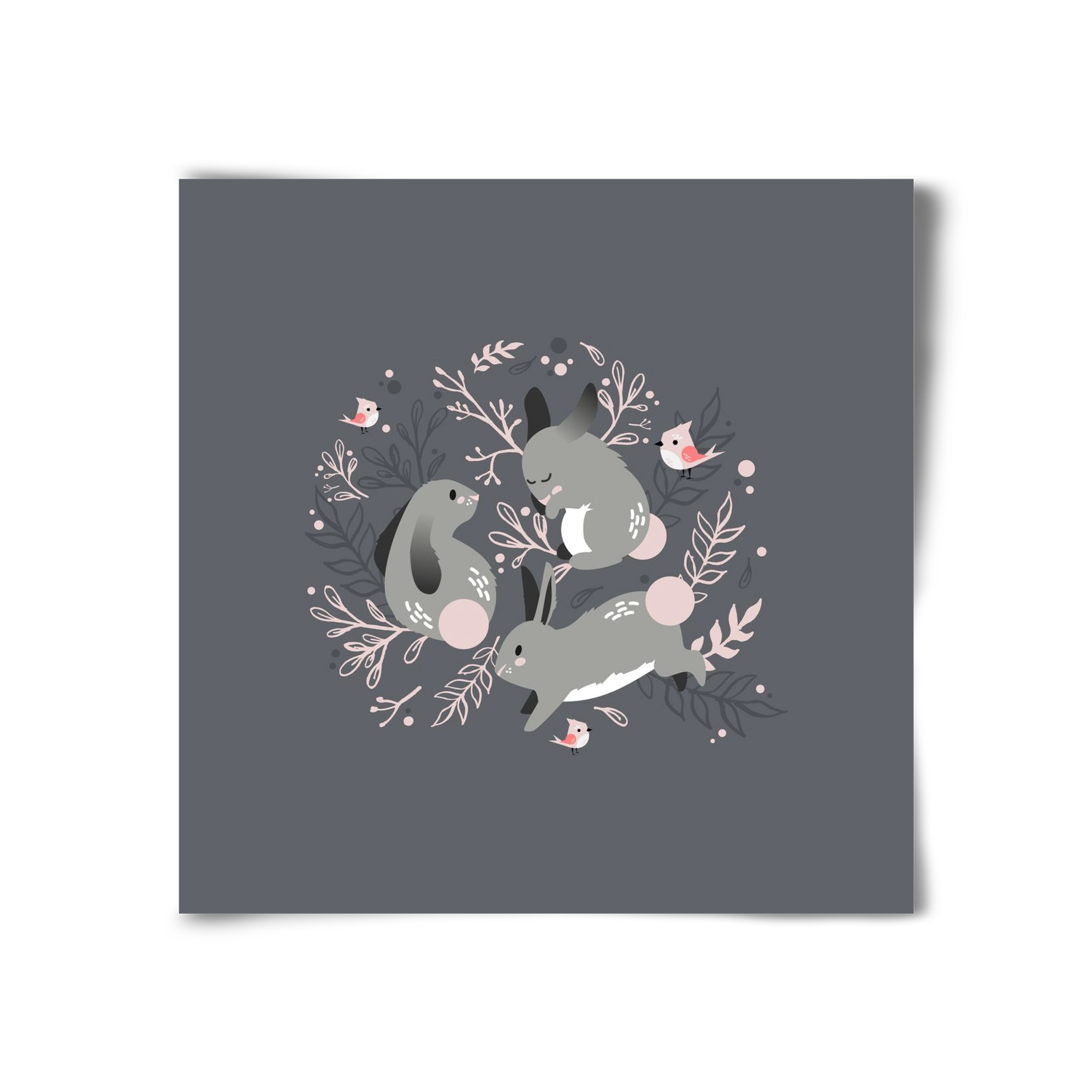 Nyuszik és madárkák, 30x30 cm, Keret nélkül