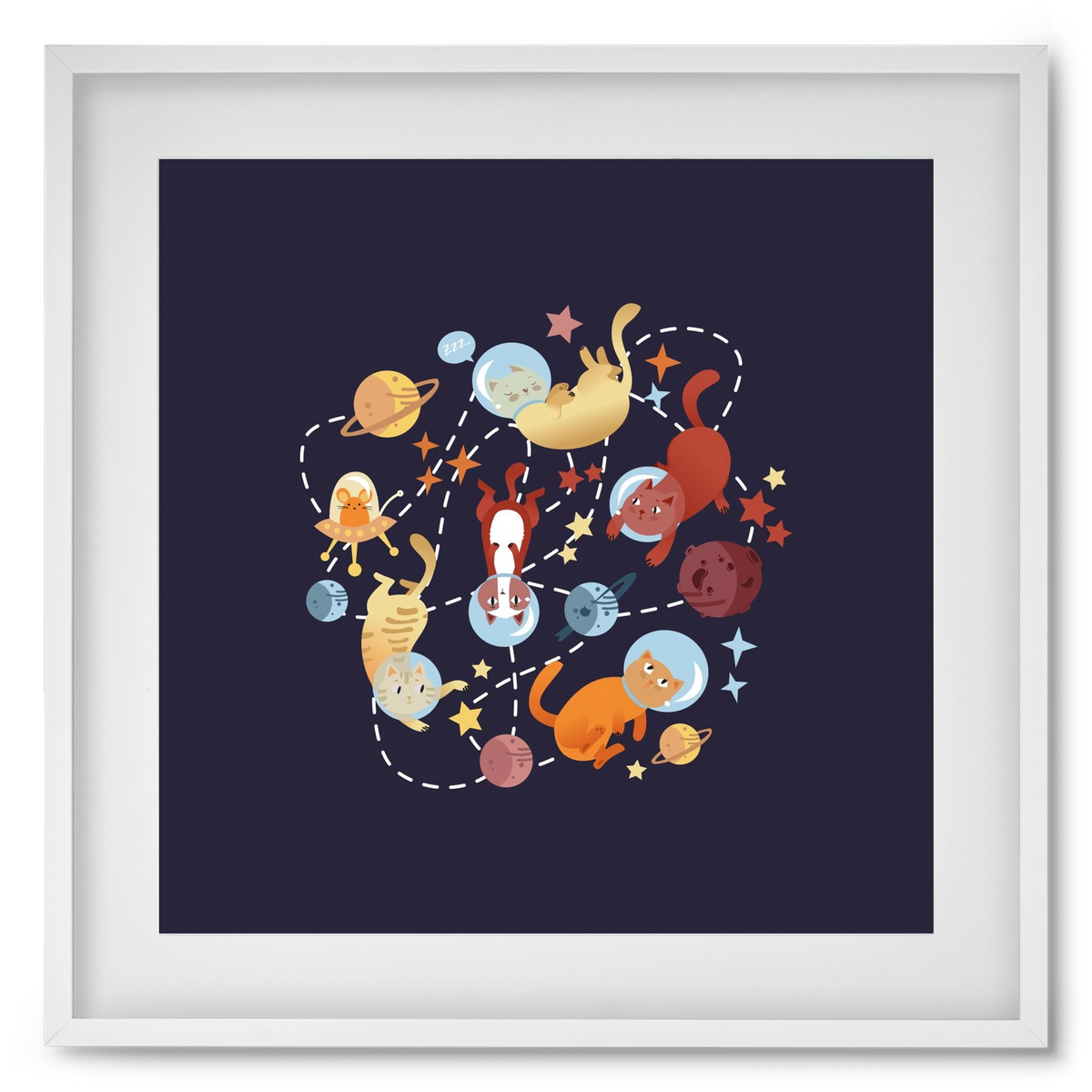 Cicasztronauták, 50x50 cm (40x40 cm), Fehér keret, paszpartuval