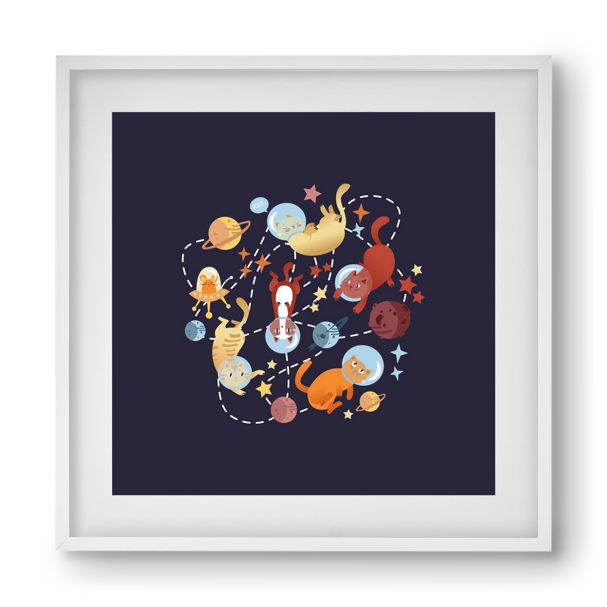 Cicasztronauták, 40x40 cm (30x30 cm), Fehér keret, paszpartuval