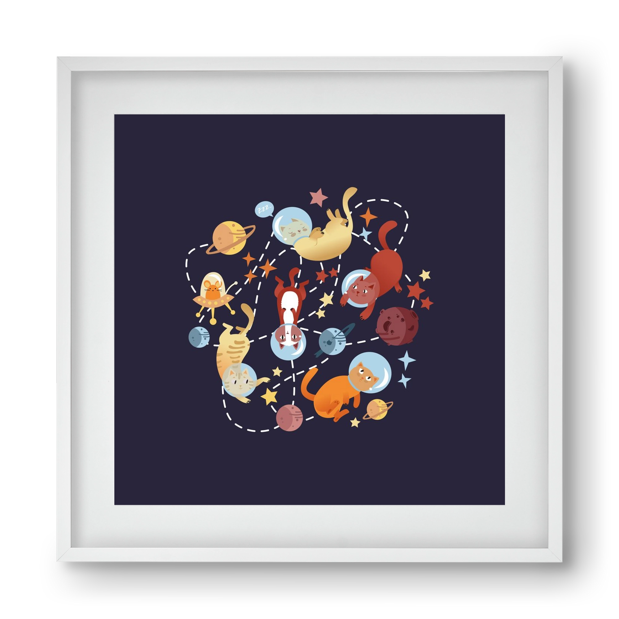 Cicasztronauták, 40x40 cm (30x30 cm), Fehér keret, paszpartuval