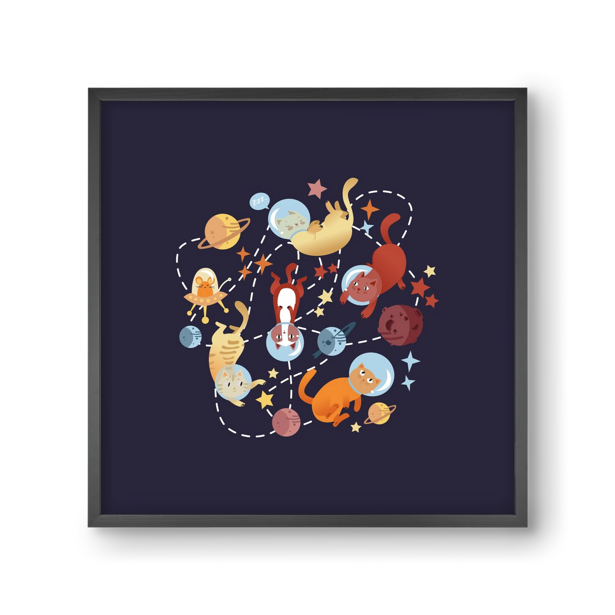 Cicasztronauták, 30x30 cm (30x30 cm), Fekete keret