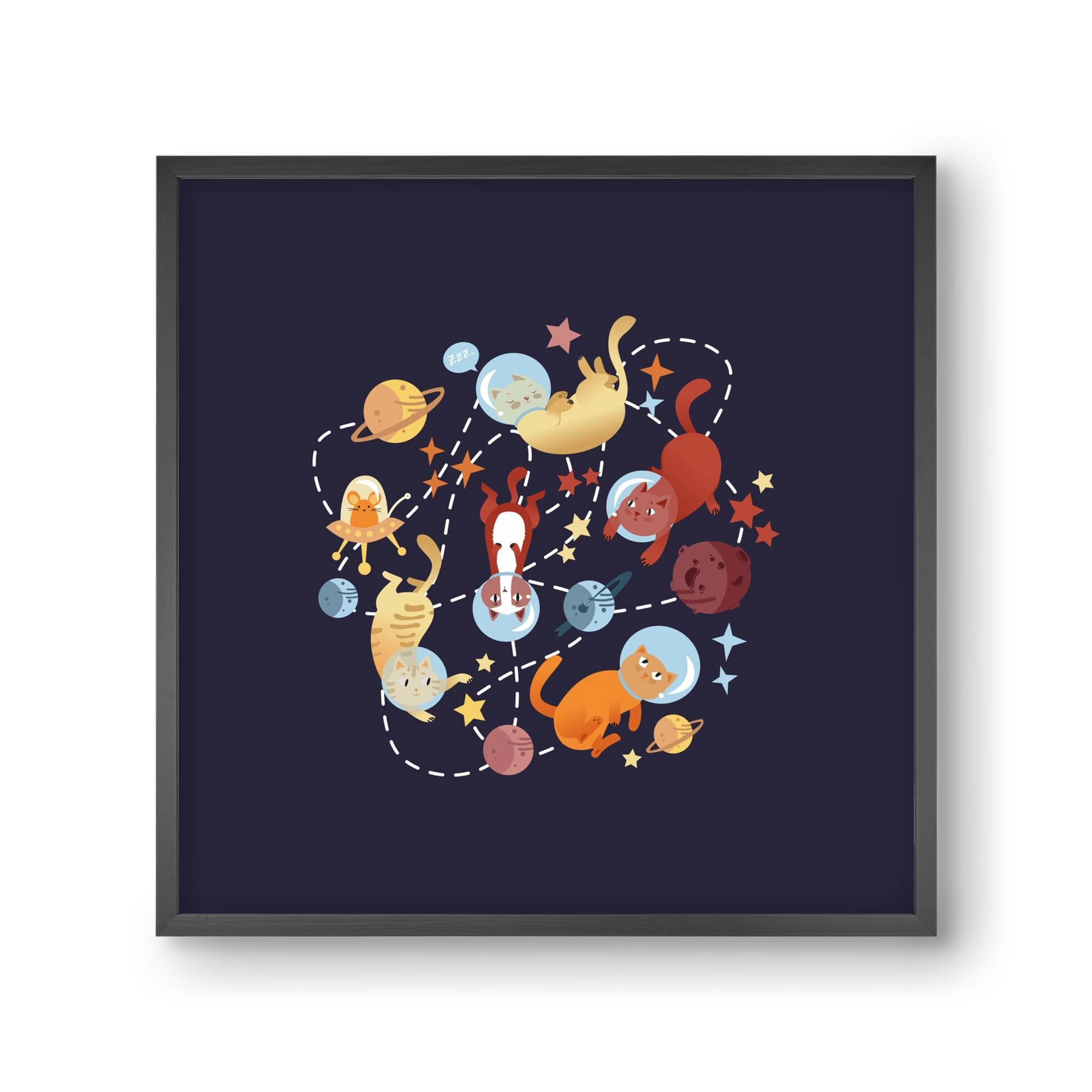 Cicasztronauták, 30x30 cm (30x30 cm), Fekete keret