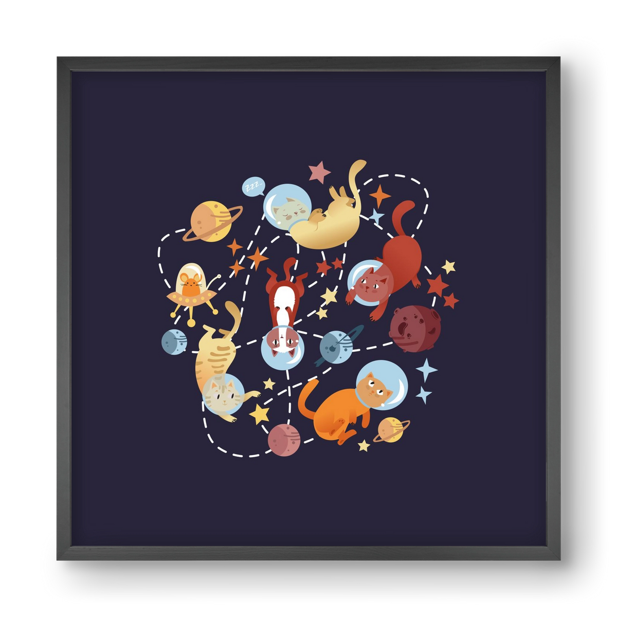 Cicasztronauták, 40x40 cm (40x40 cm), Fekete keret