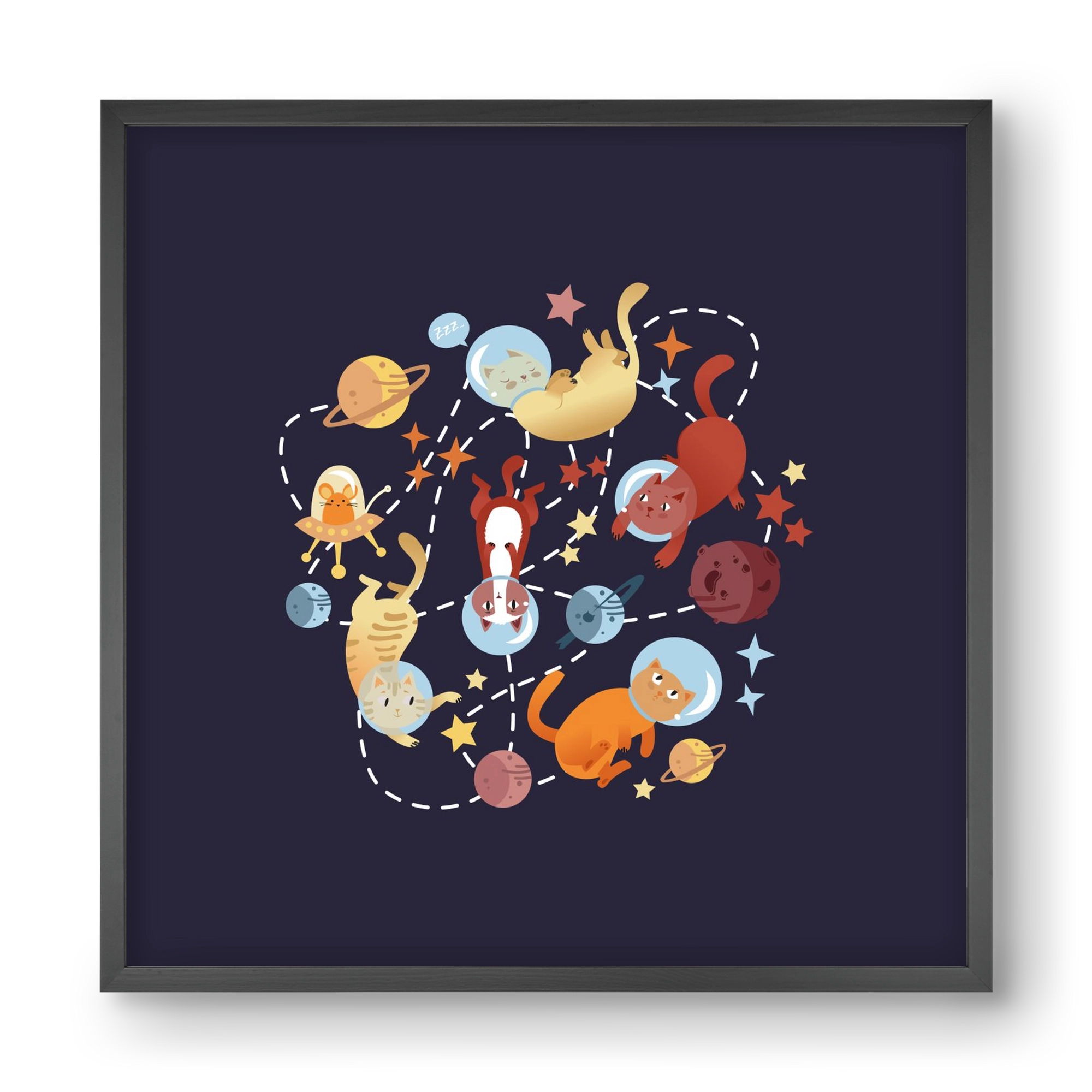 Cicasztronauták, 40x40 cm (40x40 cm), Fekete keret