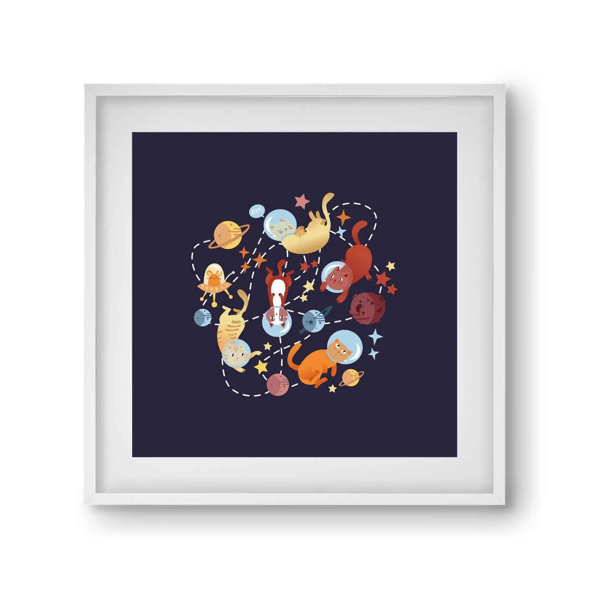 Cicasztronauták, 30x30 cm (20x20 cm), Fehér keret, paszpartuval