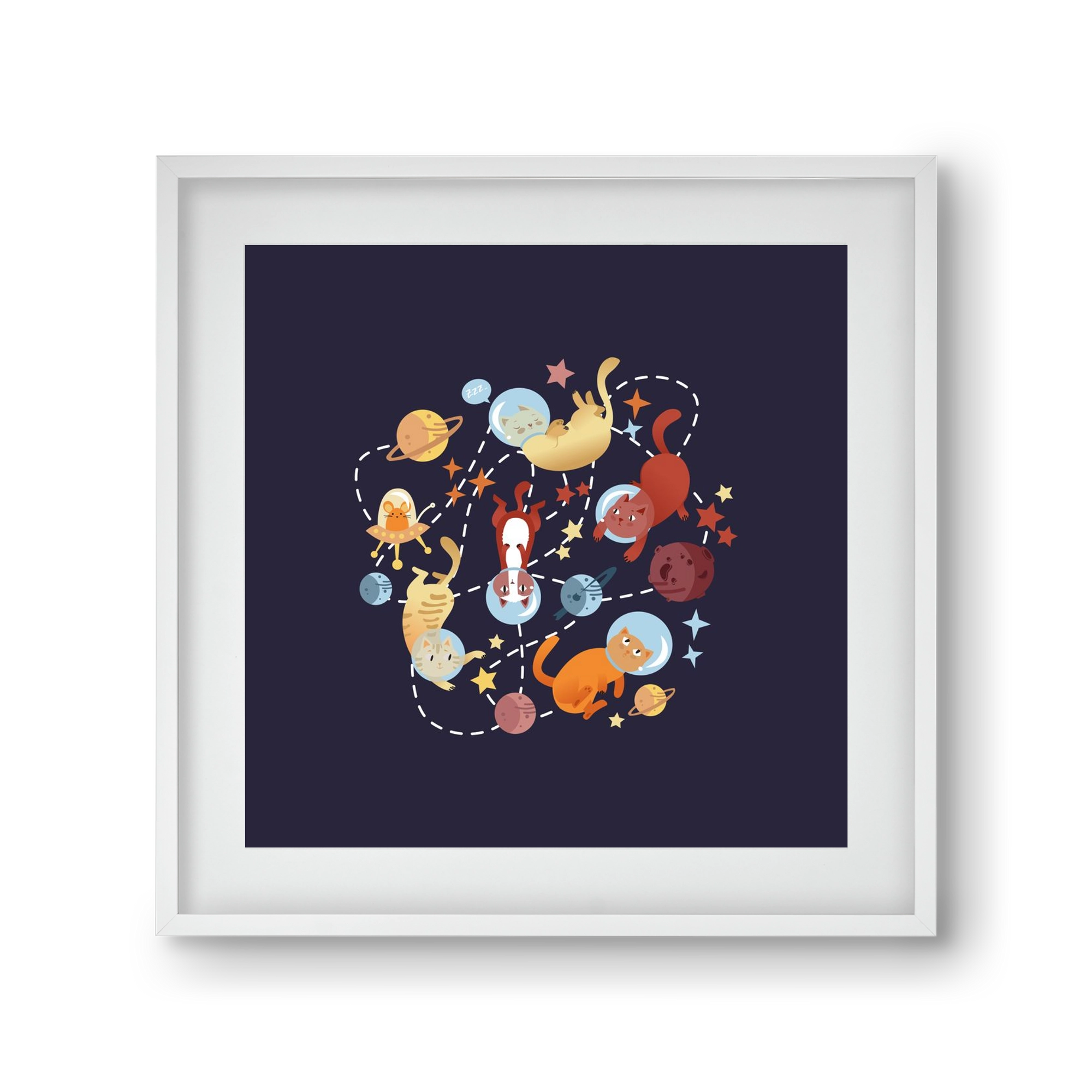 Cicasztronauták, 30x30 cm (20x20 cm), Fehér keret, paszpartuval