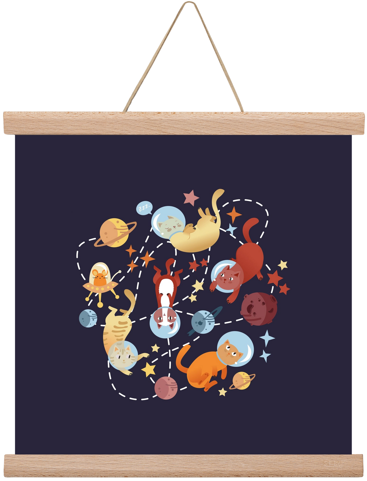 Cicasztronauták, 30x30 cm (30x30 cm), Tölgy akasztó