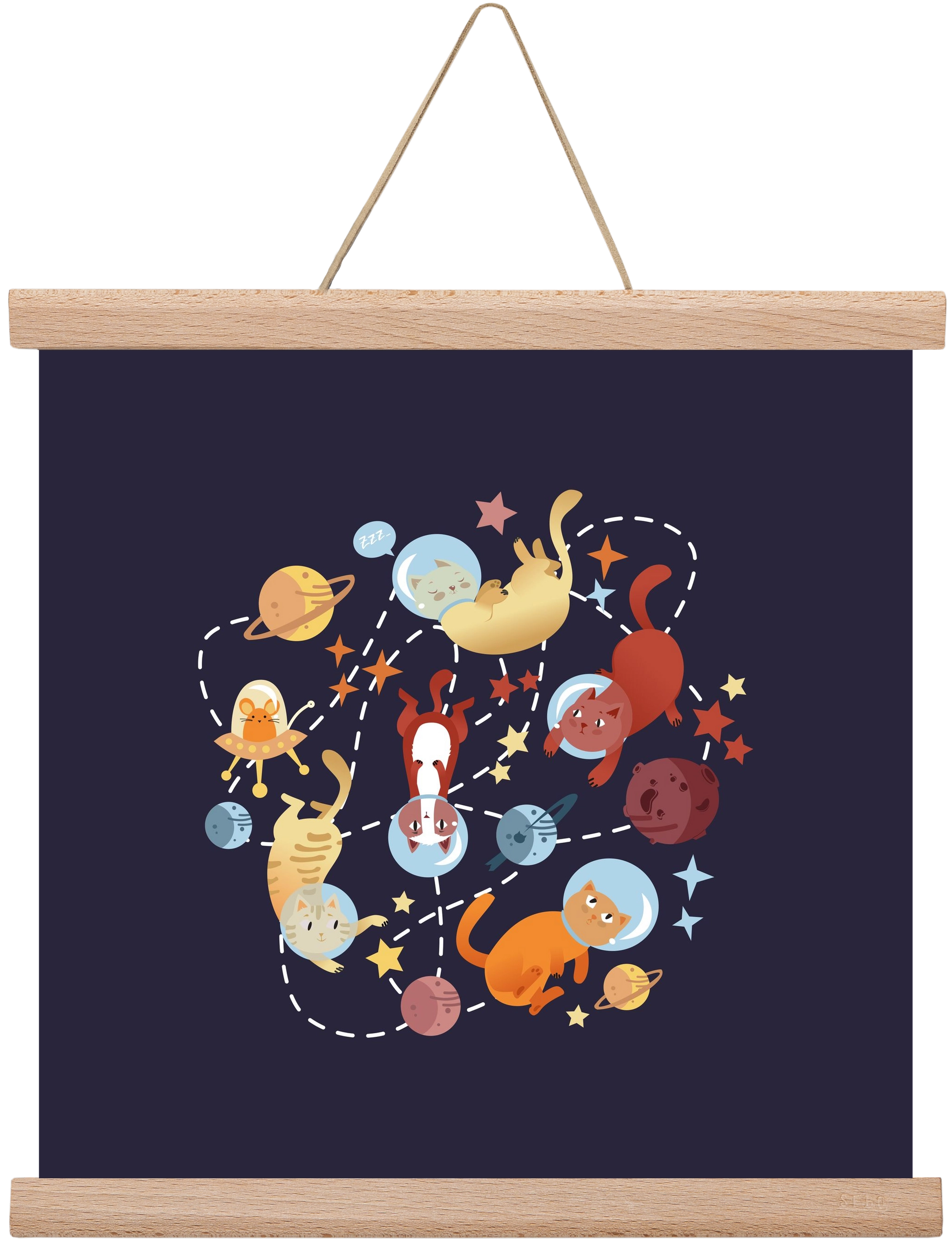 Cicasztronauták, 30x30 cm (30x30 cm), Tölgy akasztó