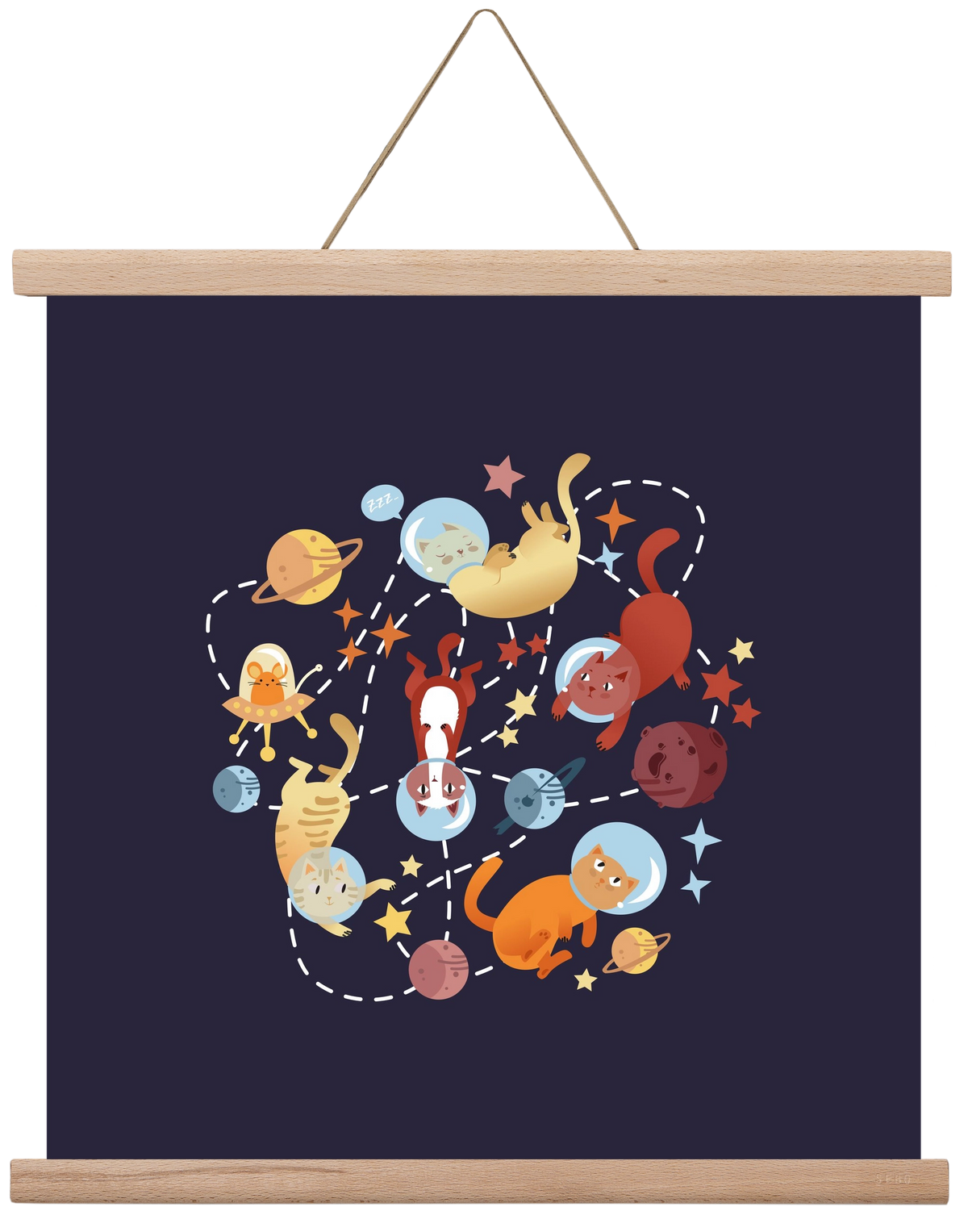 Cicasztronauták, 40x40 cm (40x40 cm), Tölgy akasztó